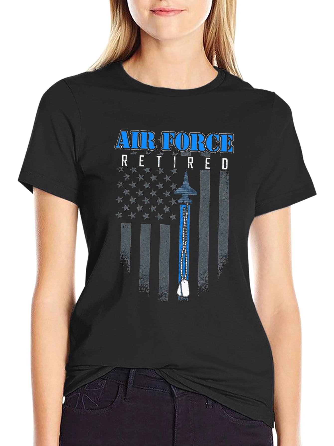 Air Force Retired USA Flag Graphic T-Shirt