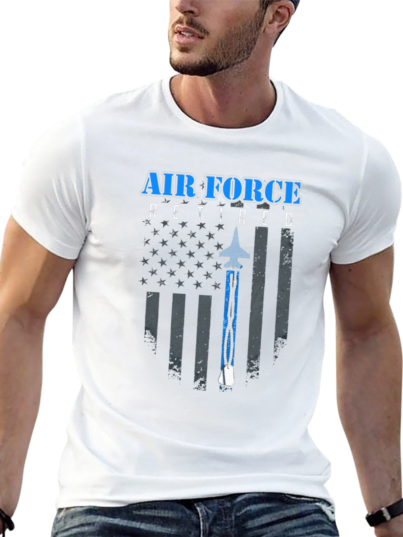 Air Force Retired USA Flag Graphic T-Shirt