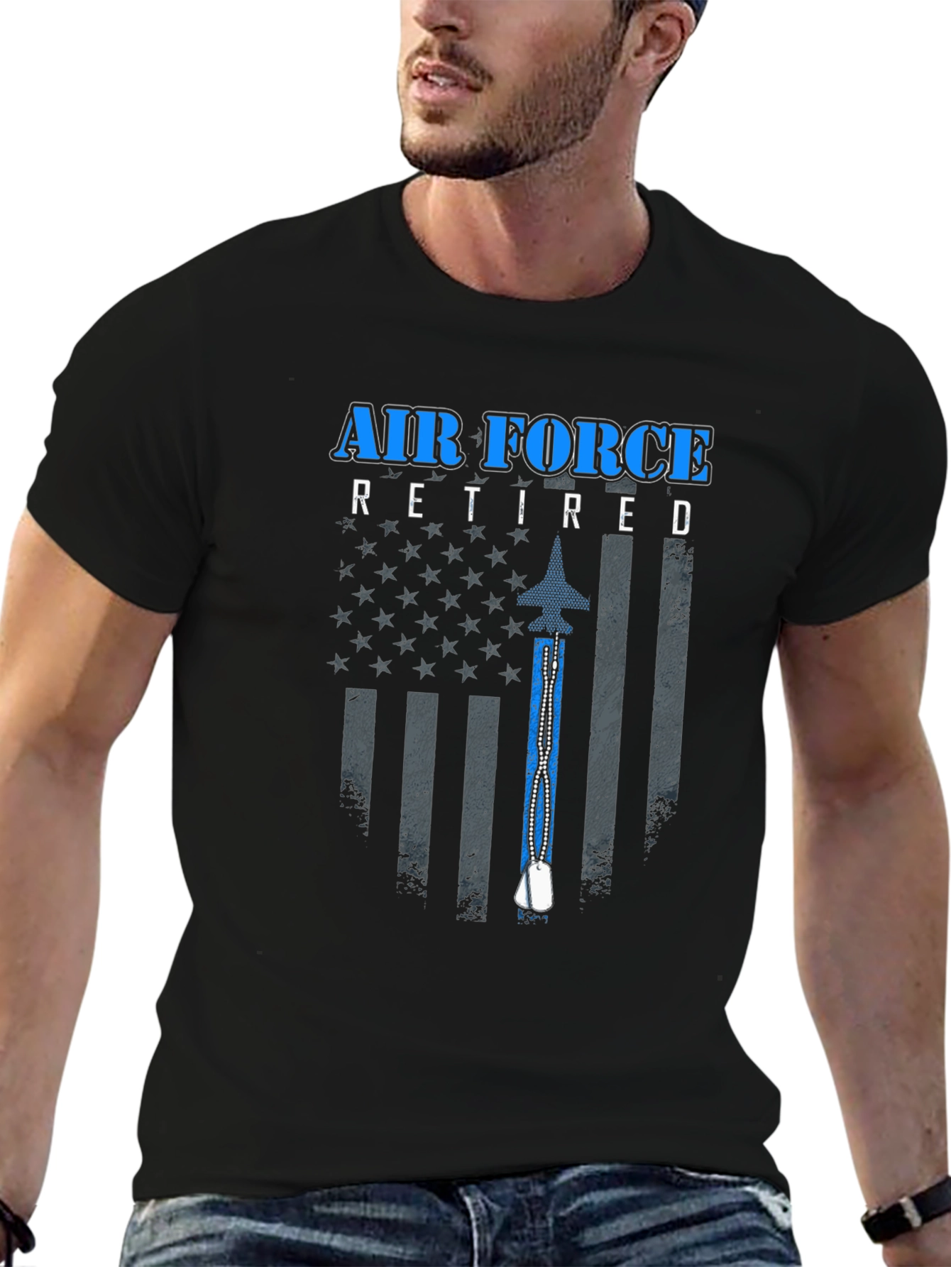 Air Force Retired USA Flag Graphic T-Shirt