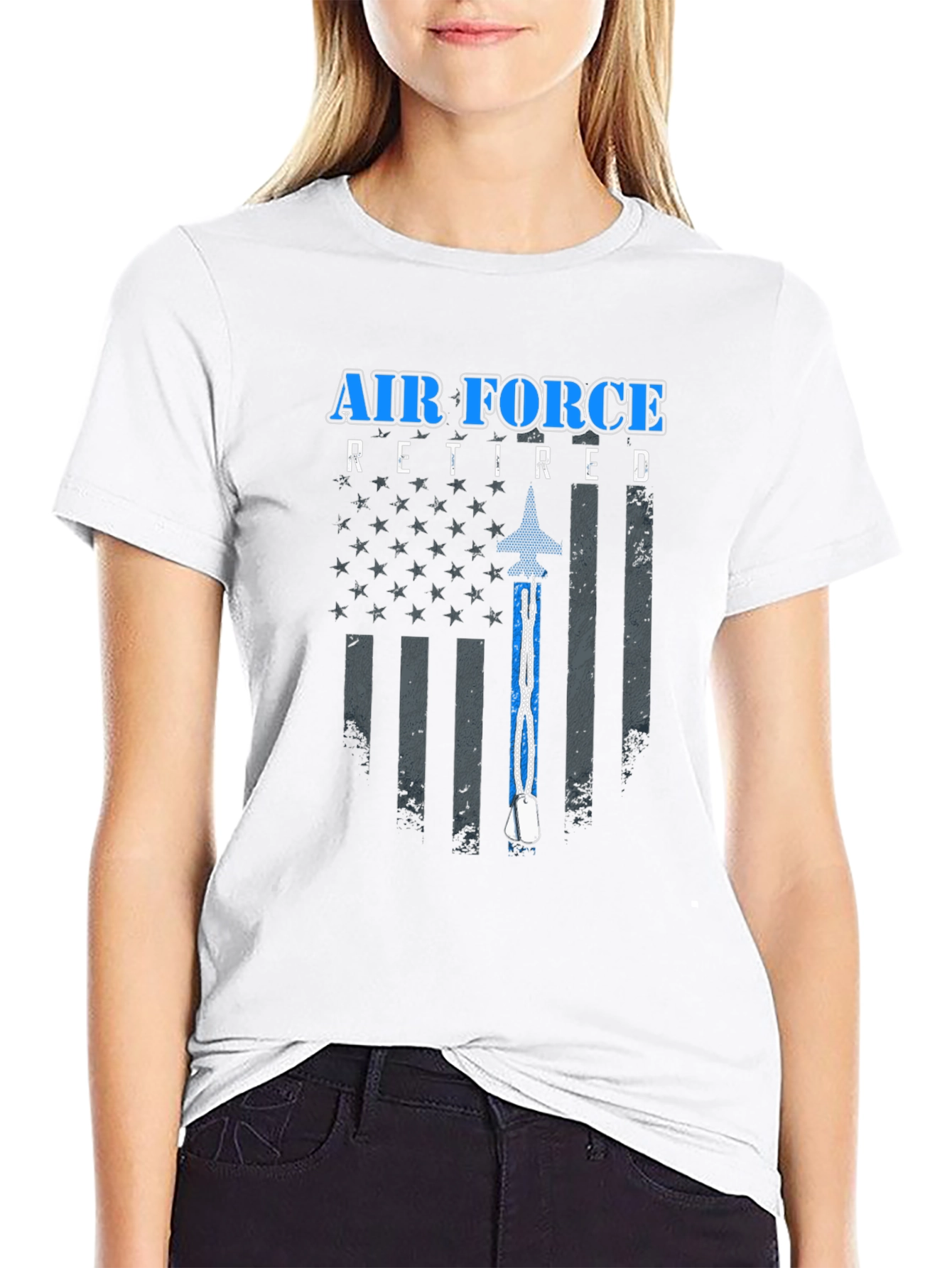 Air Force Retired USA Flag Graphic T-Shirt