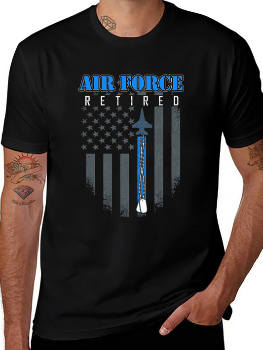 Air Force Retired USA Flag Graphic T-Shirt