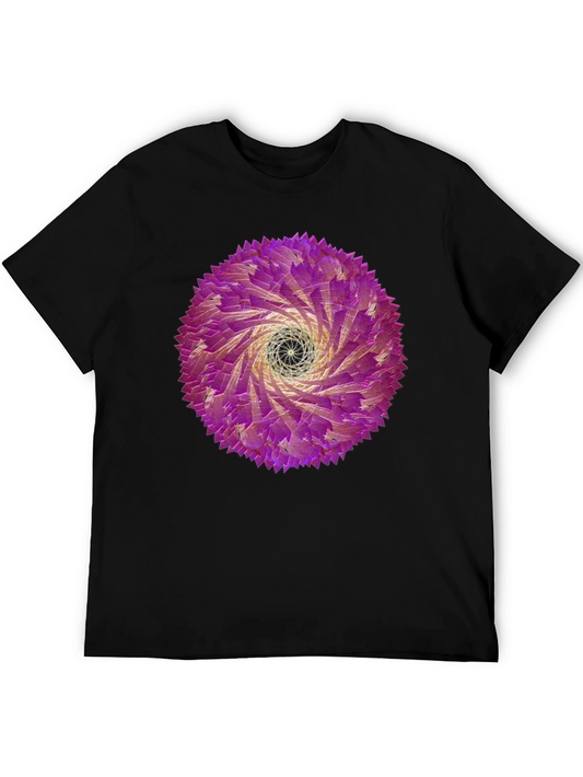 Abstract Swirl Graphic Tee - Black Cotton T-Shirt