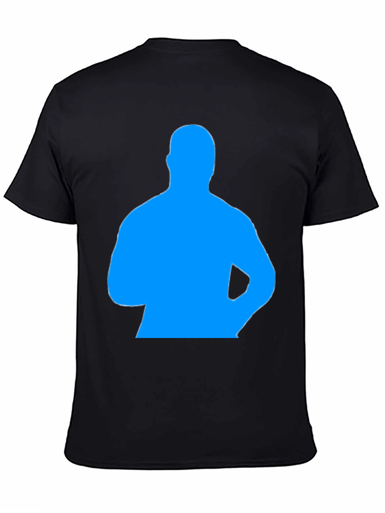 Mens Black T-Shirt with Blue Silhouette Graphic