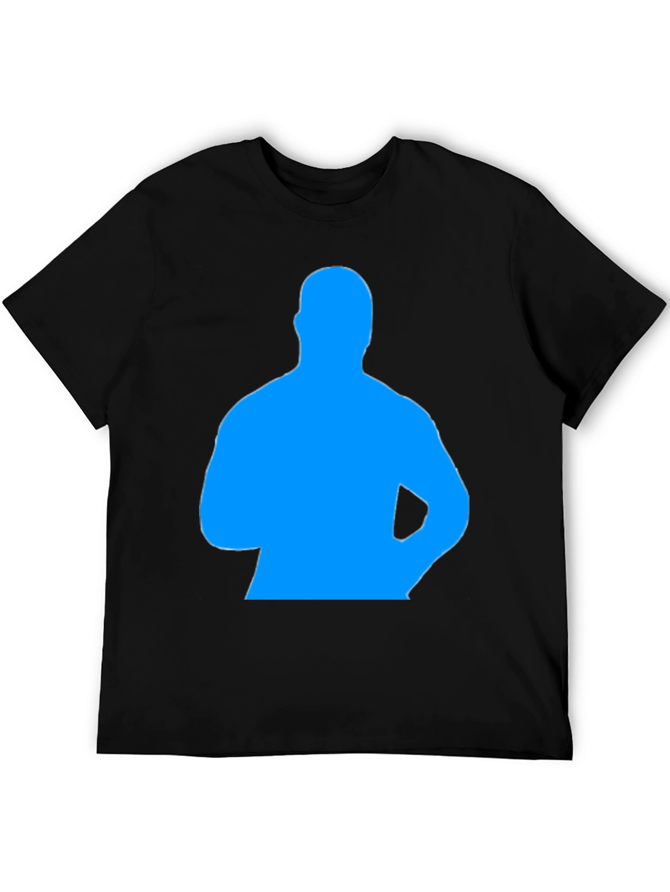 Mens Black T-Shirt with Blue Silhouette Graphic