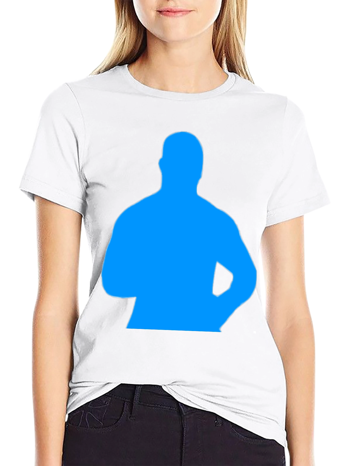 Mens Black T-Shirt with Blue Silhouette Graphic