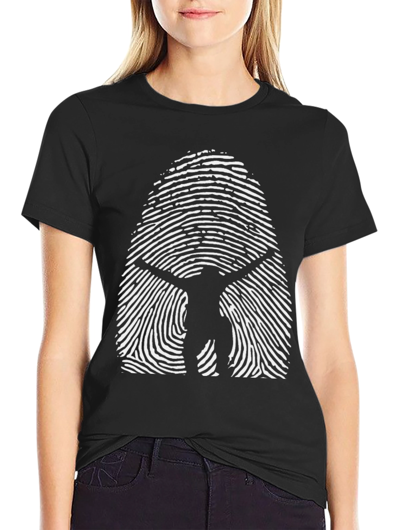 Vitruvian Man Fingerprint Graphic T-Shirt