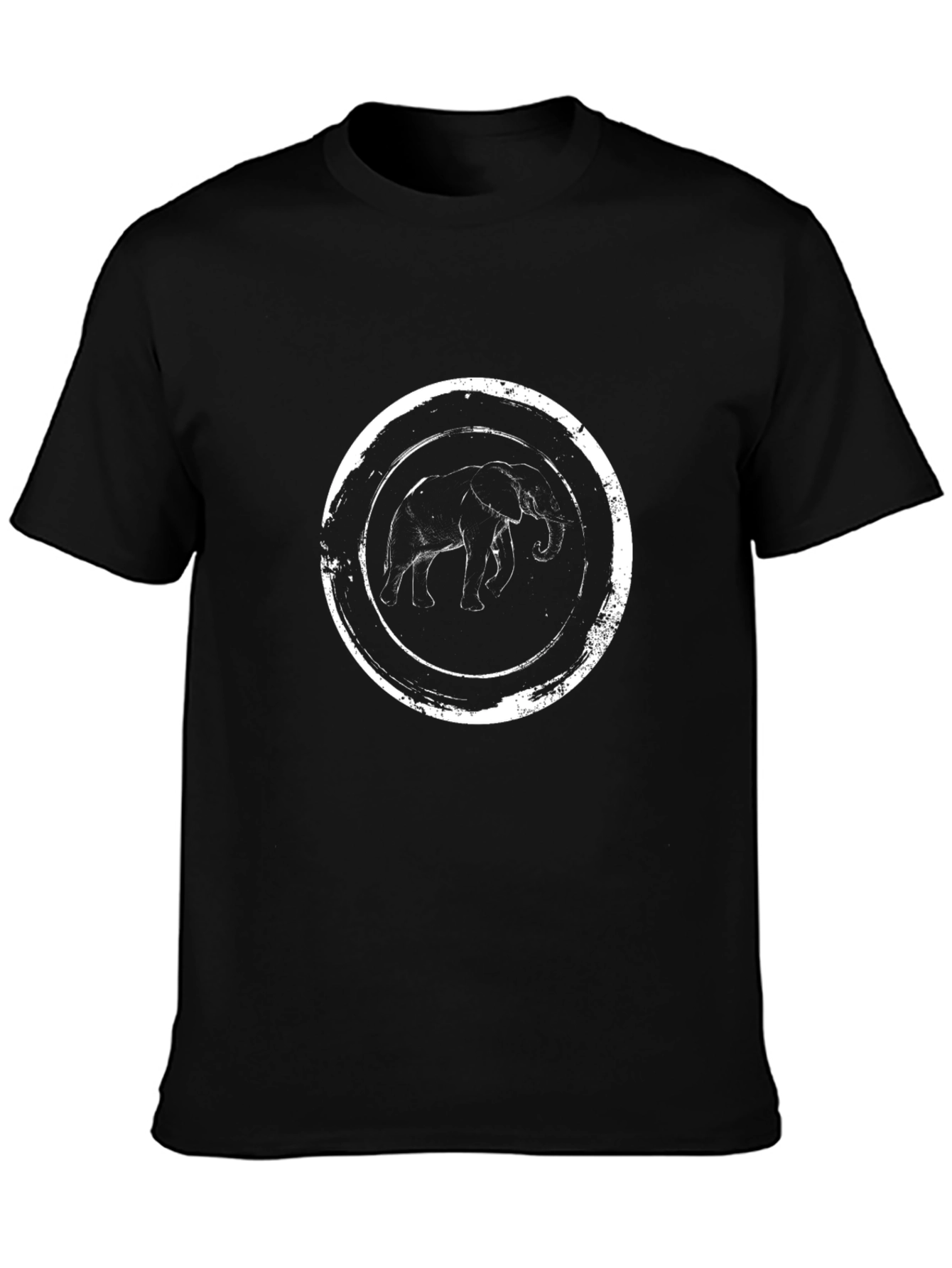 Elephant Graphic Tee - Distressed Circle Design