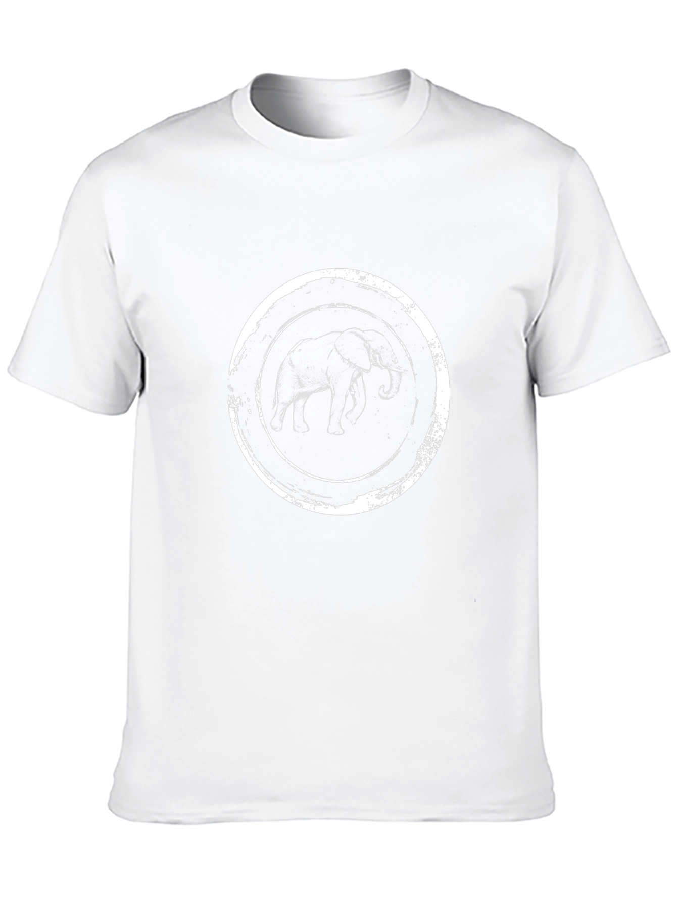 Elephant Graphic Tee - Distressed Circle Design