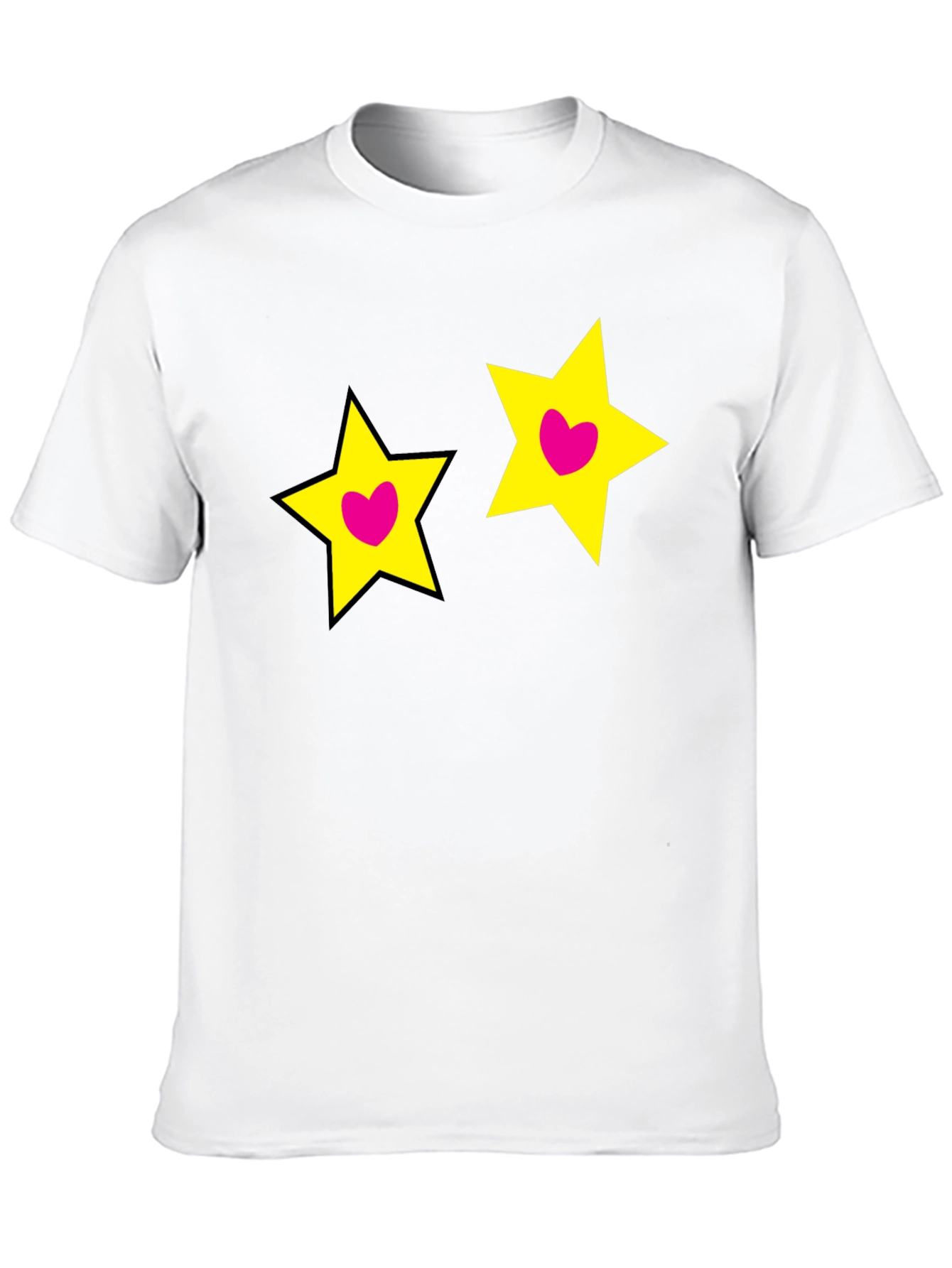 Cute Star Heart Graphic Black Tee