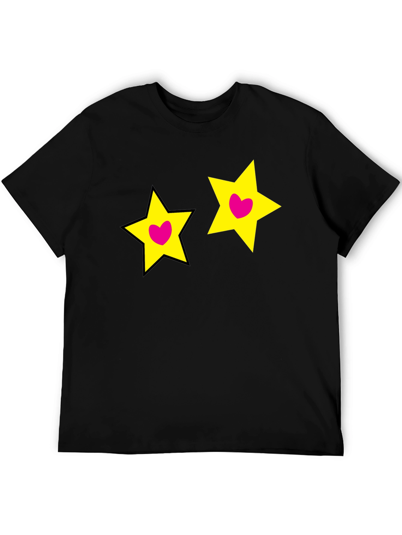 Cute Star Heart Graphic Black Tee