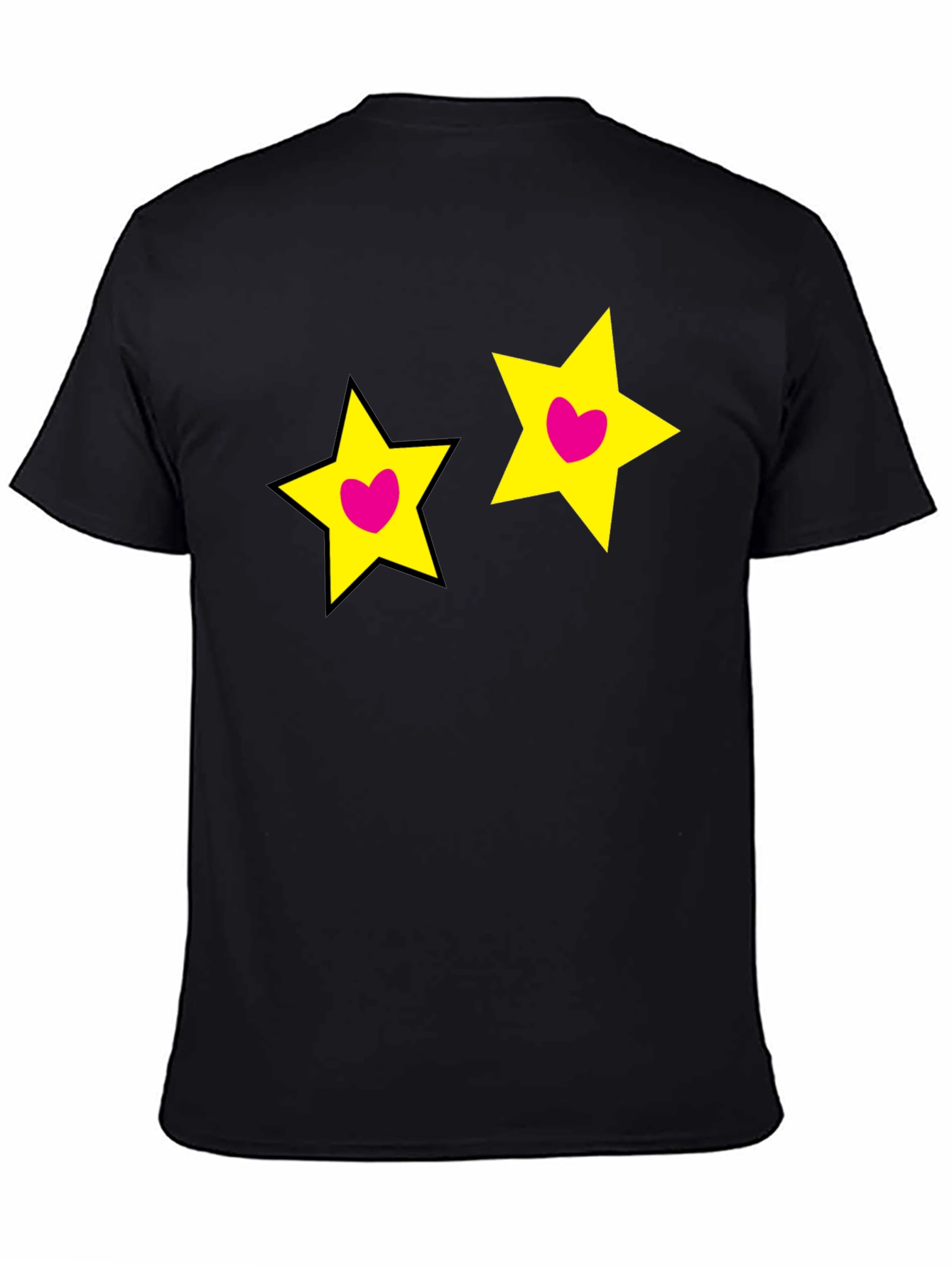 Cute Star Heart Graphic Black Tee