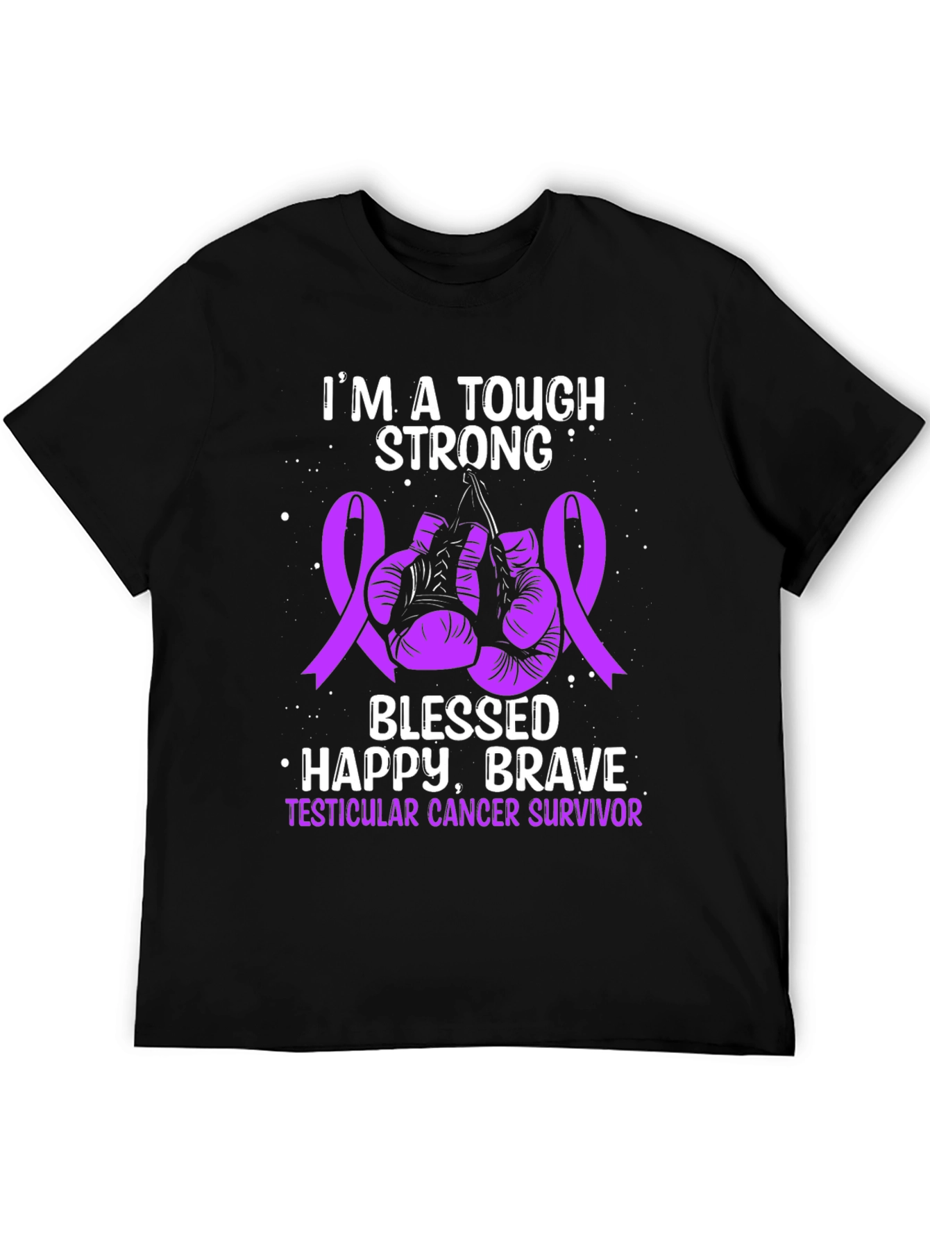 Testicular Cancer Survivor T-Shirt: Tough Strong Blessed