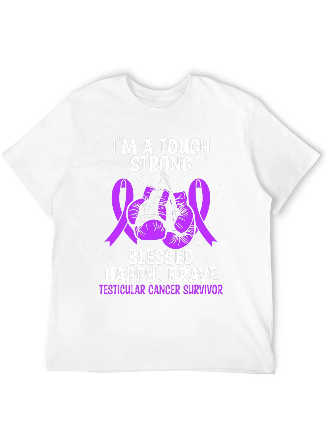 Testicular Cancer Survivor T-Shirt: Tough Strong Blessed