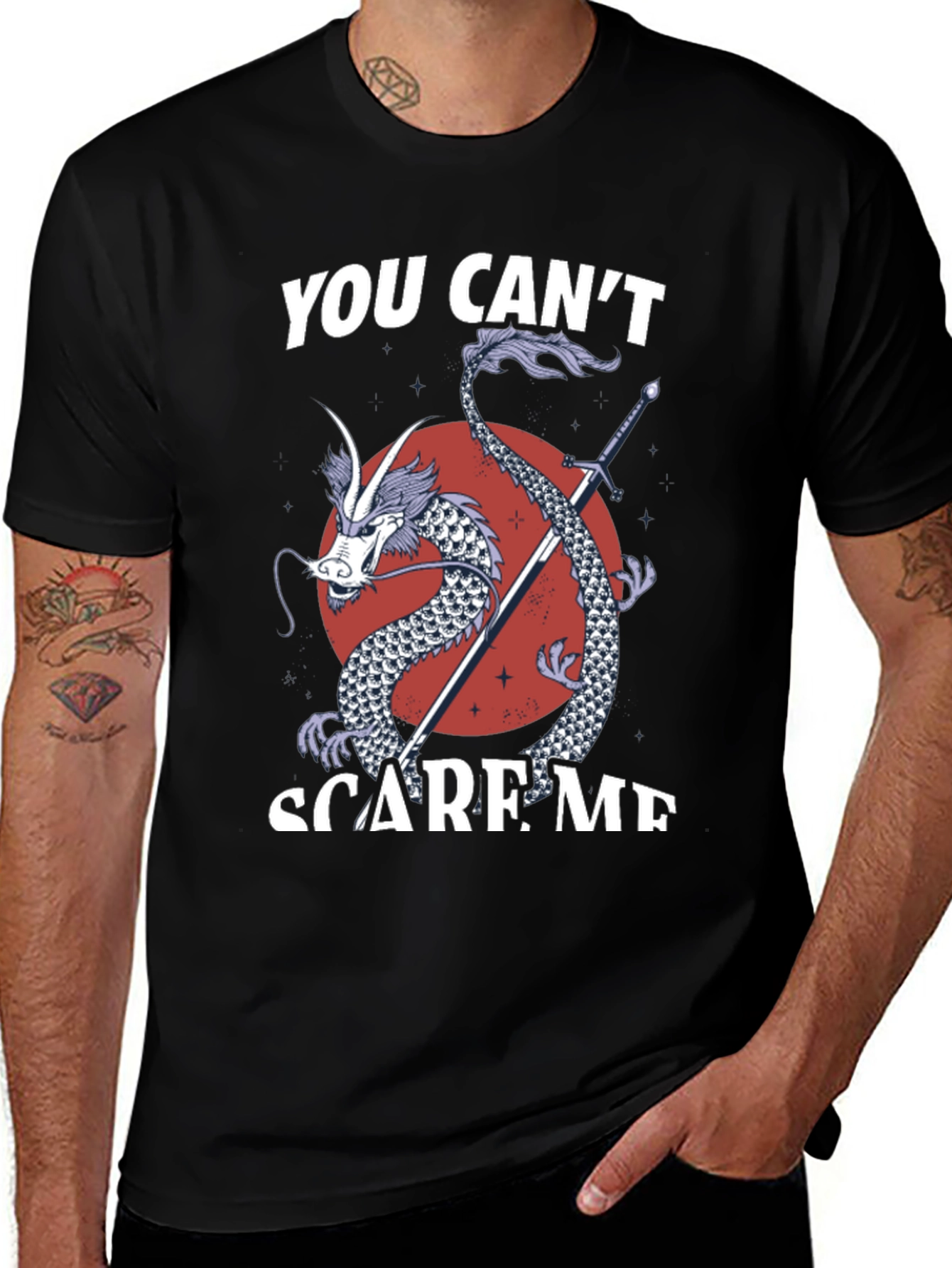 You Cant Scare Me Dragon Sword T-Shirt