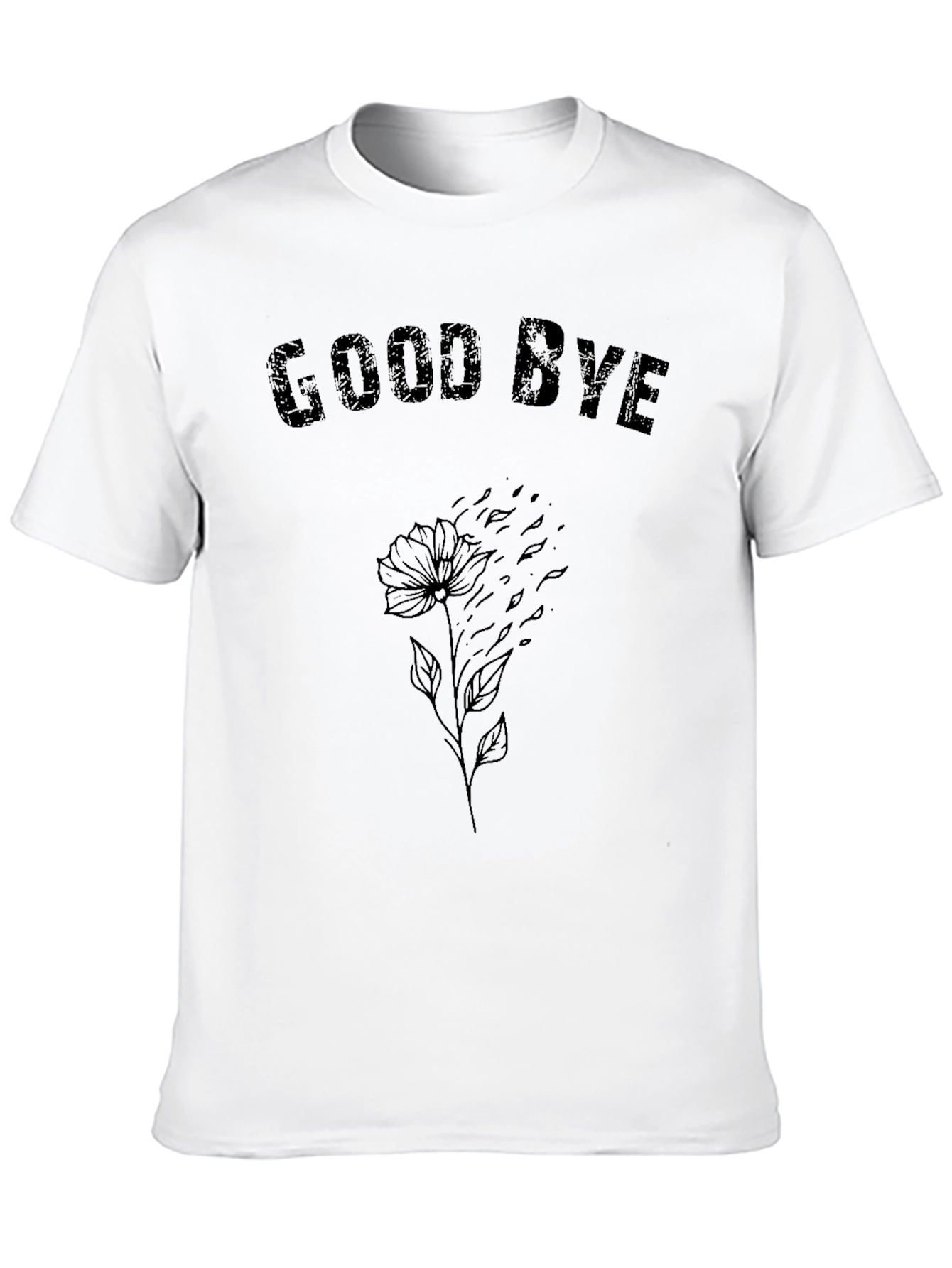 Goodbye Flower Graphic Tee - Black Casual Shirt