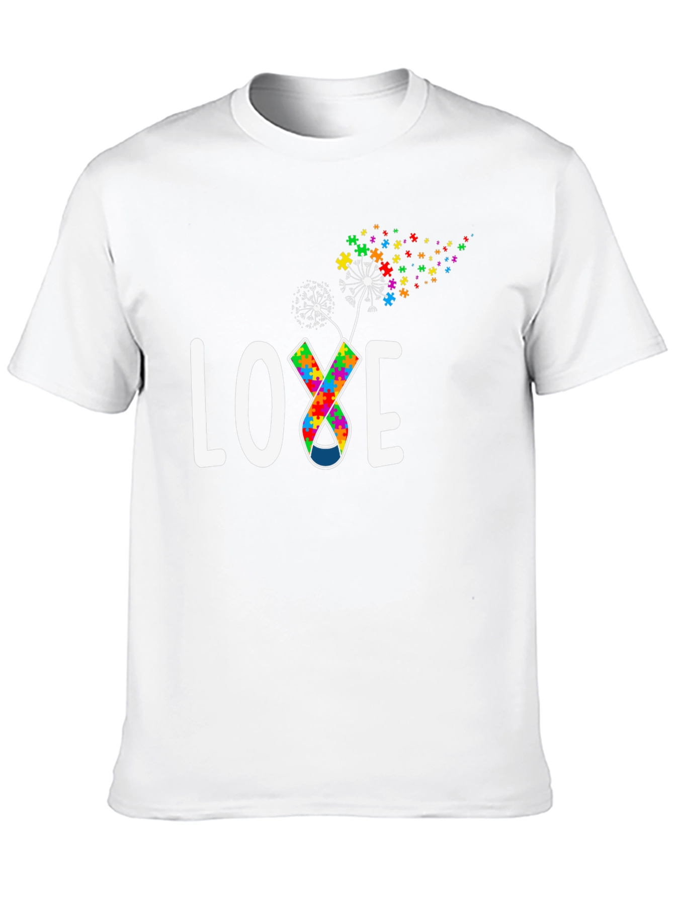 Autism Awareness Love Puzzle Piece Dandelion T-Shirt