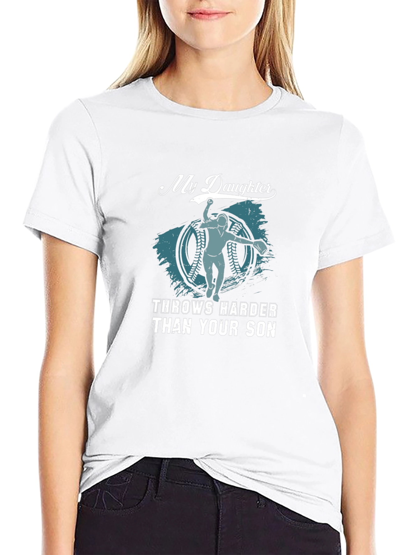 My Daughter Throws Harder Than Your Son Black T-Shirt
