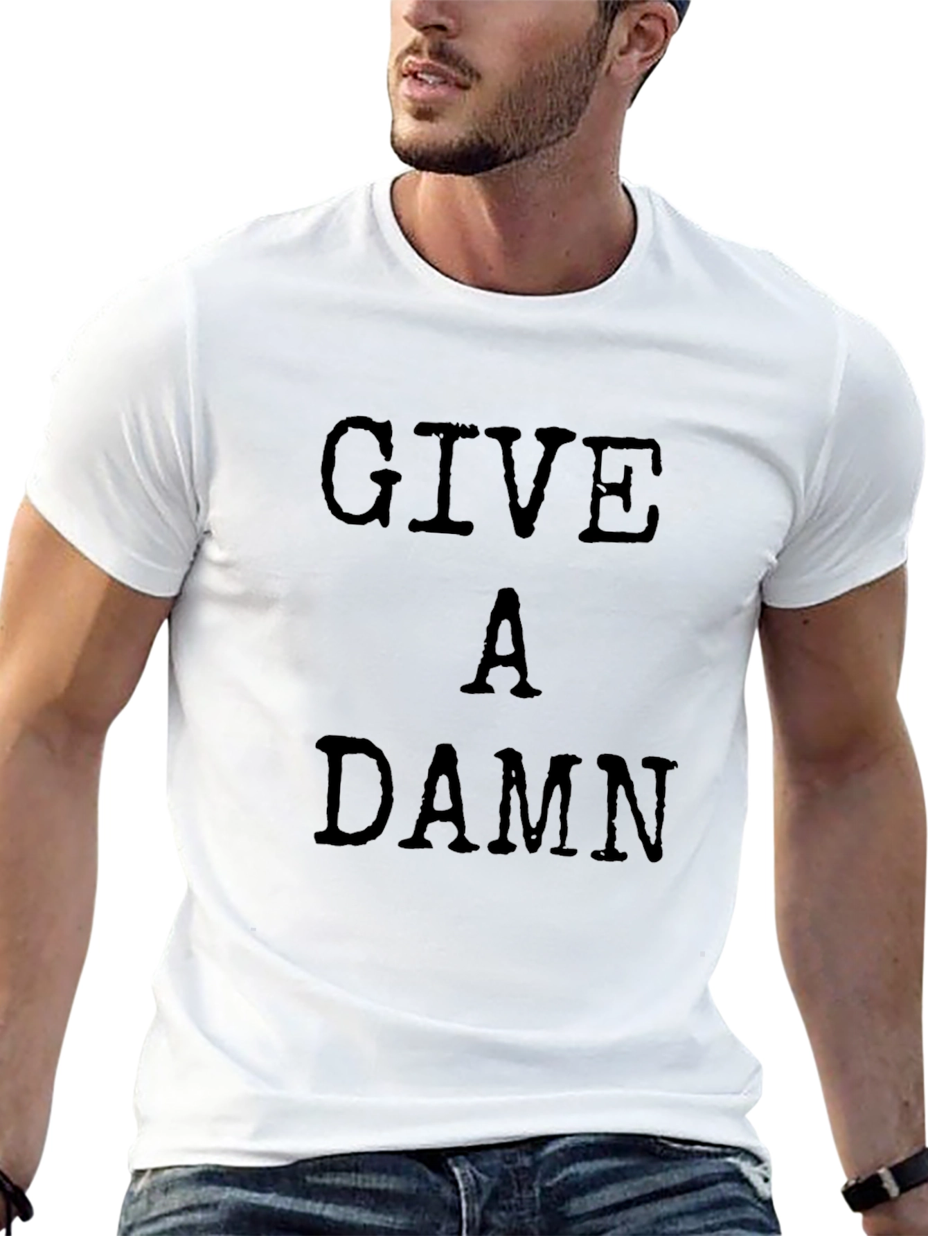 Give A Damn Graphic T-Shirt - Black Crew Neck