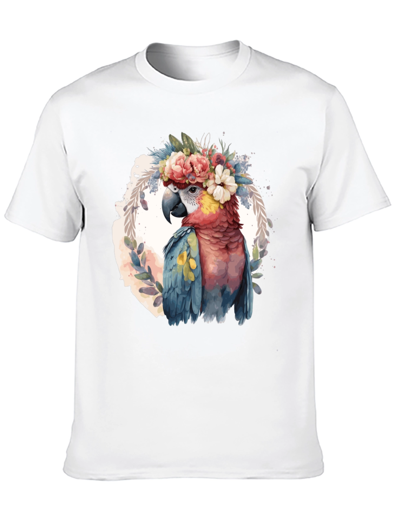 Parrot Floral Crown T-Shirt - Mens Black Tee