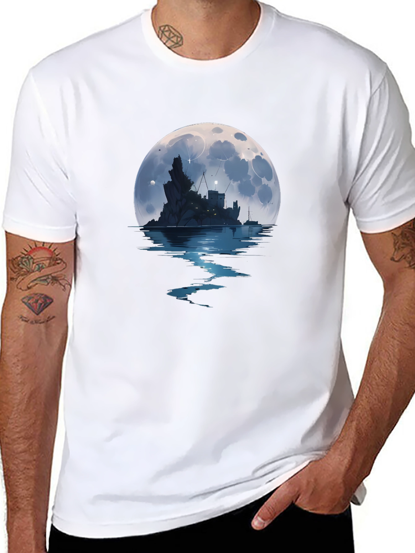 Moonlit Castle Graphic Tee - Black T-Shirt