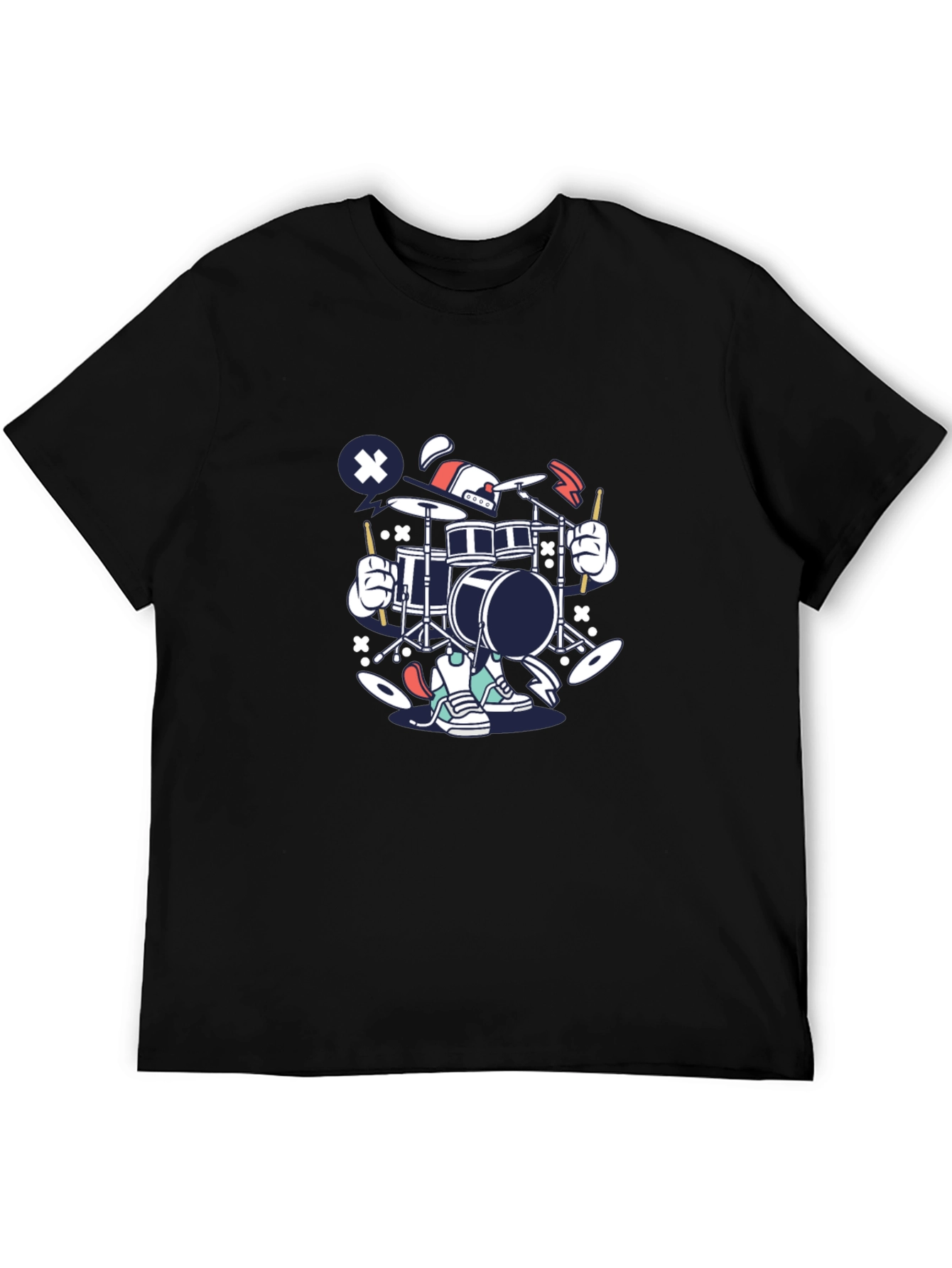 Drummer Cartoon Graphic T-Shirt