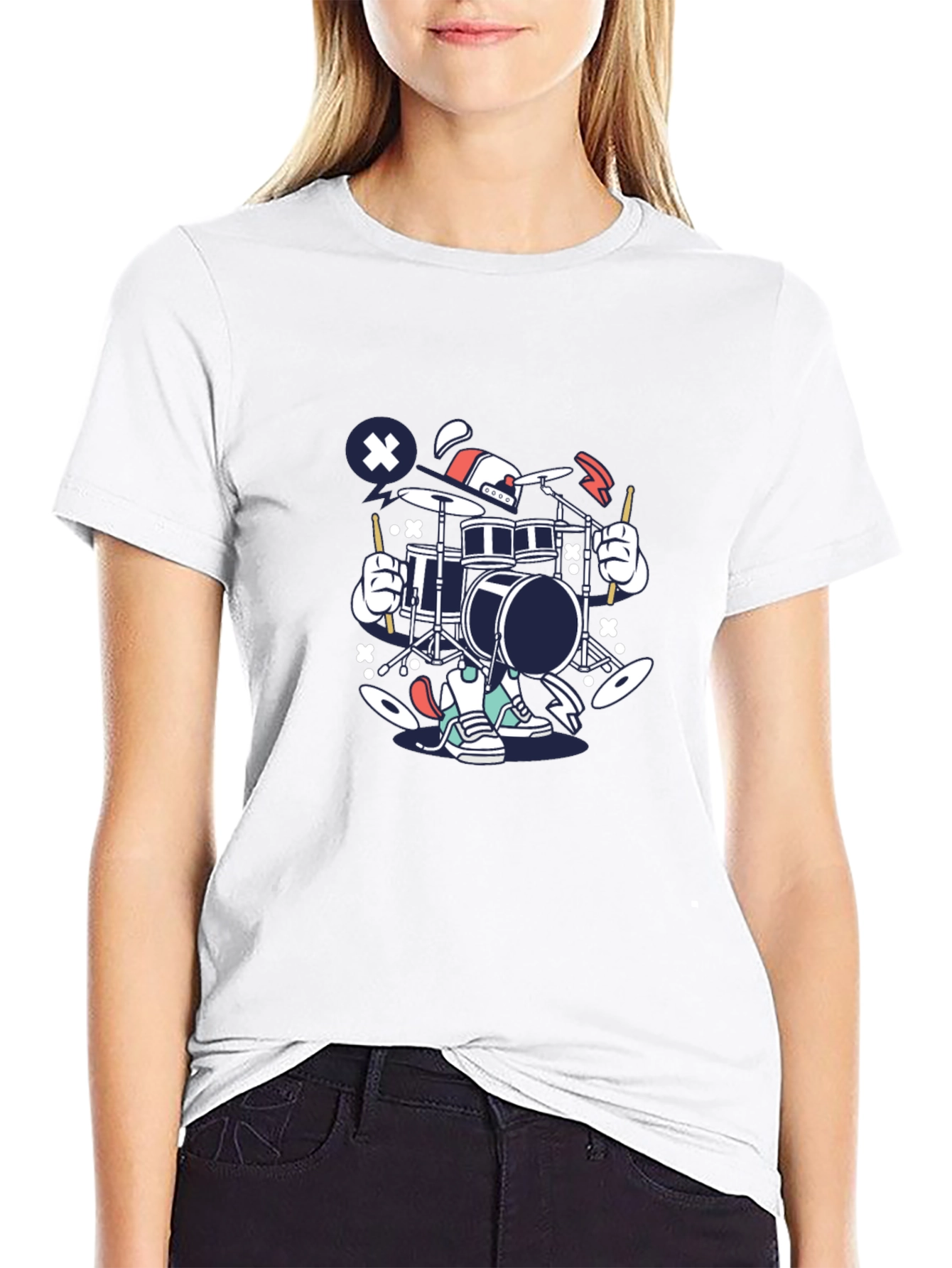 Drummer Cartoon Graphic T-Shirt