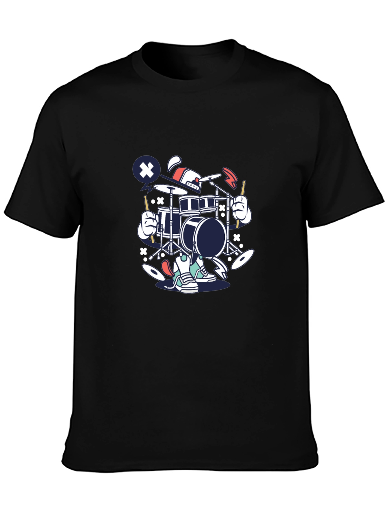 Drummer Cartoon Graphic T-Shirt