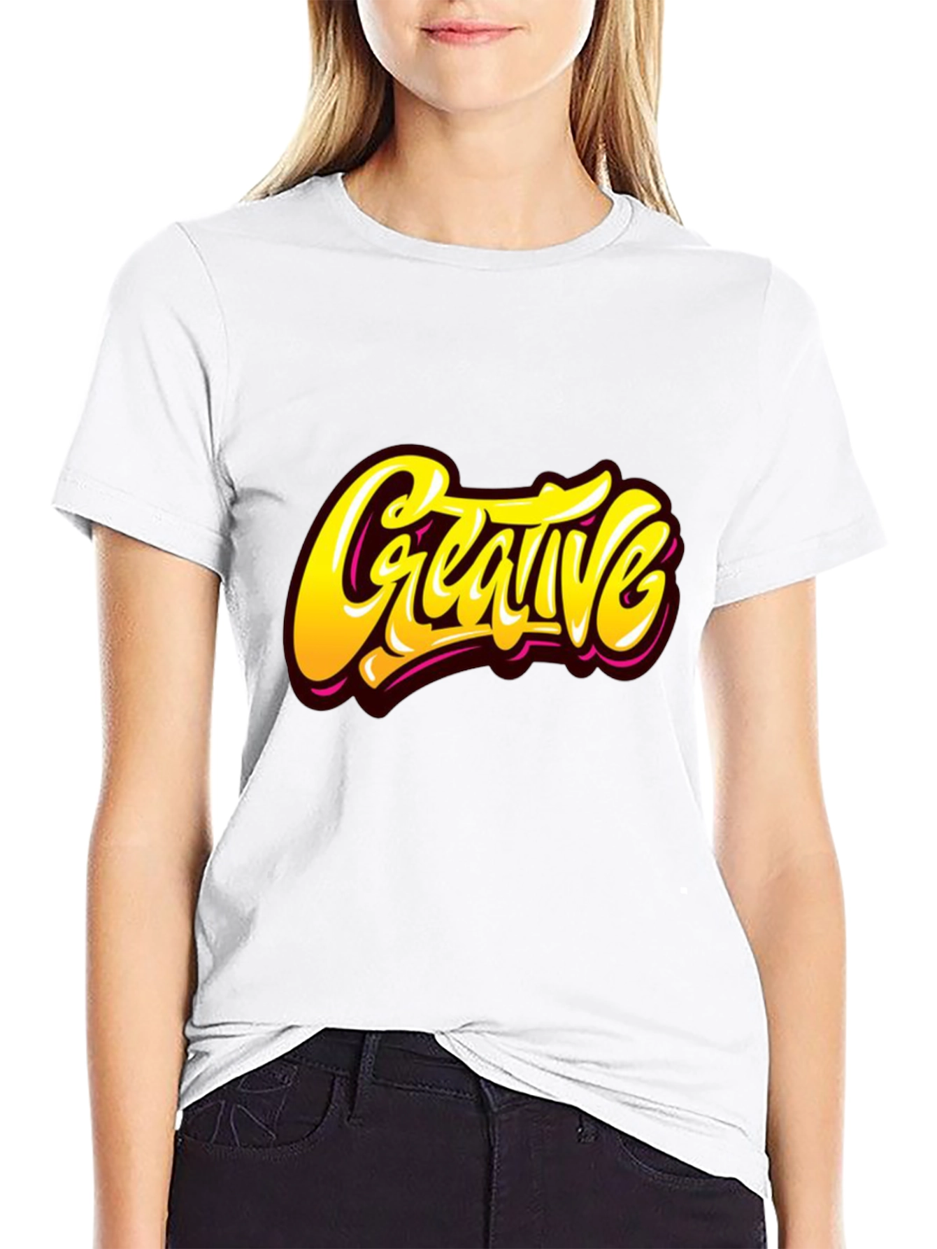 Creative Graphic Tee - Stylish Black Cotton T-Shirt