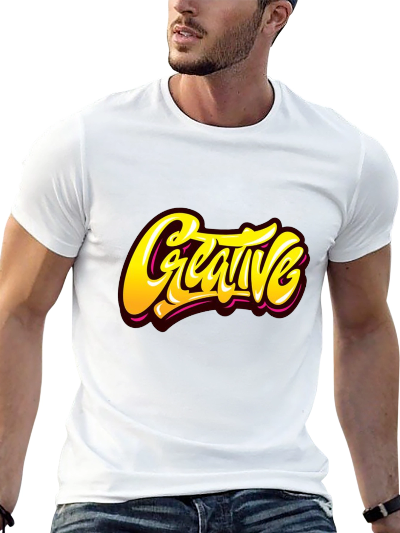 Creative Graphic Tee - Stylish Black Cotton T-Shirt