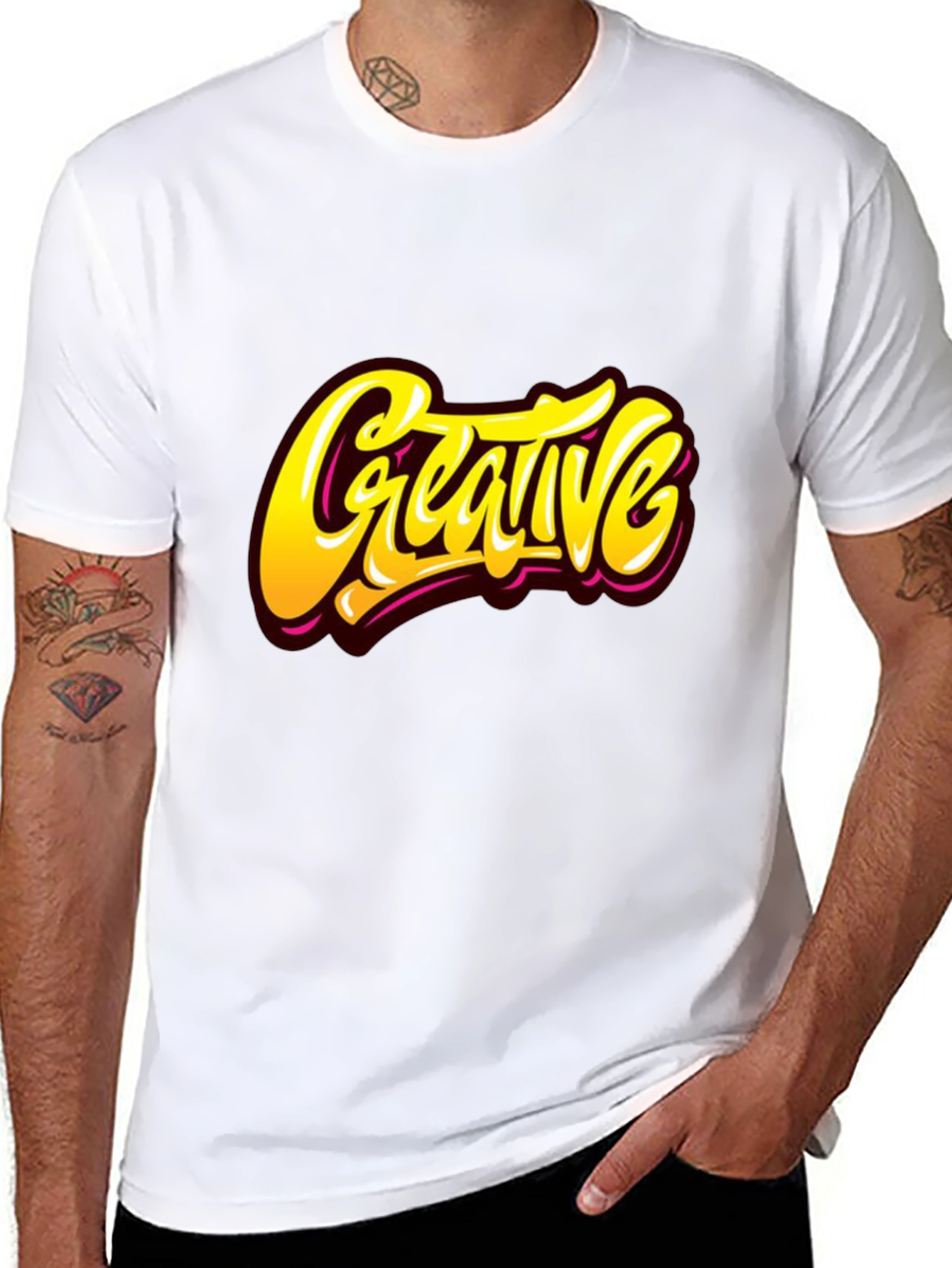 Creative Graphic Tee - Stylish Black Cotton T-Shirt