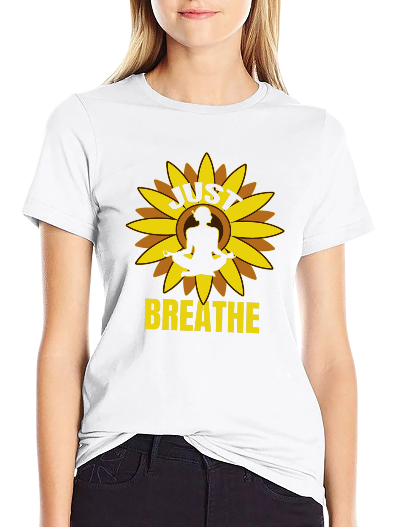Just Breathe Yoga Sunflower Graphic Tee