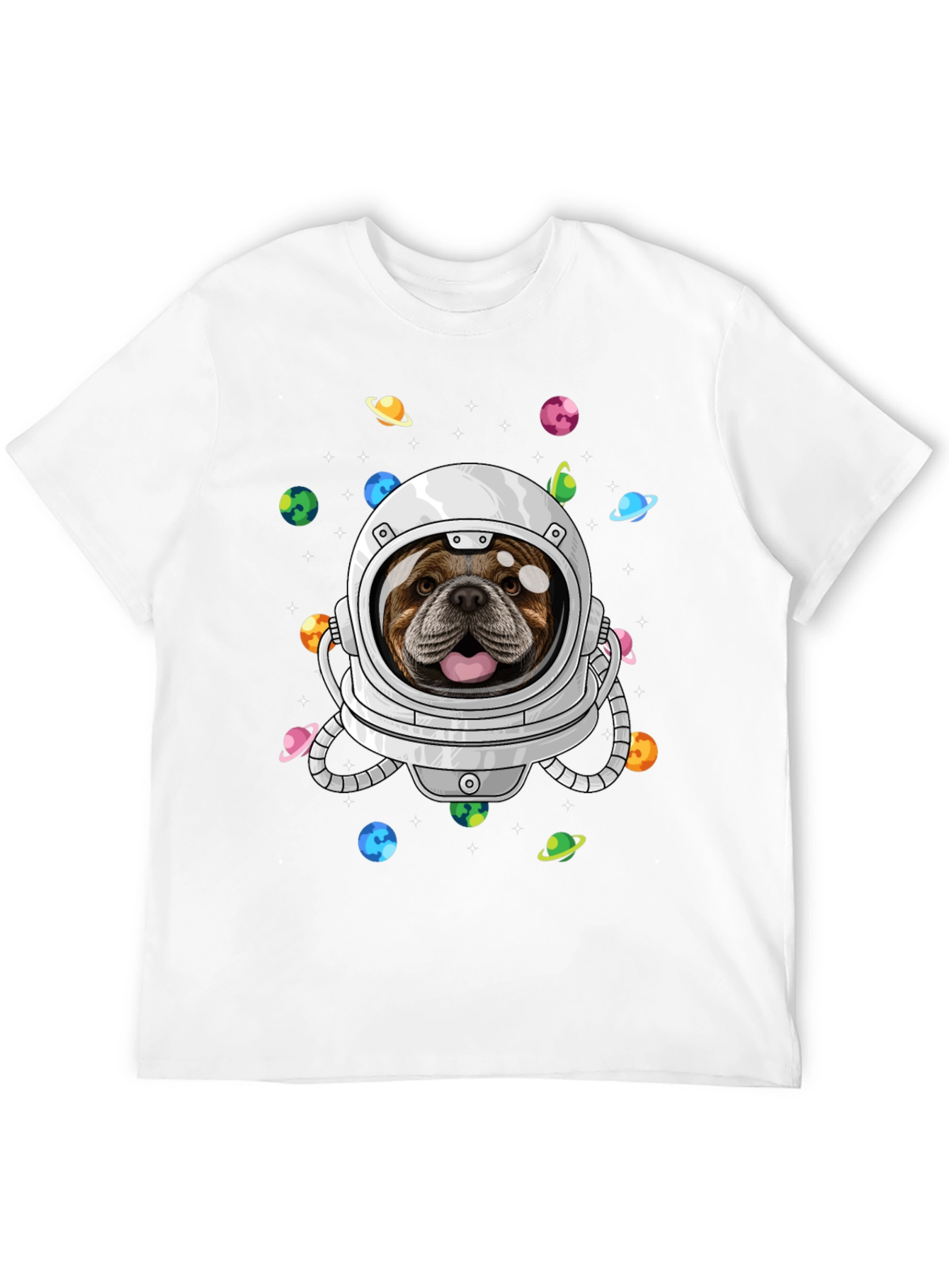 Bulldog Astronaut Graphic Tee - Space Dog Shirt