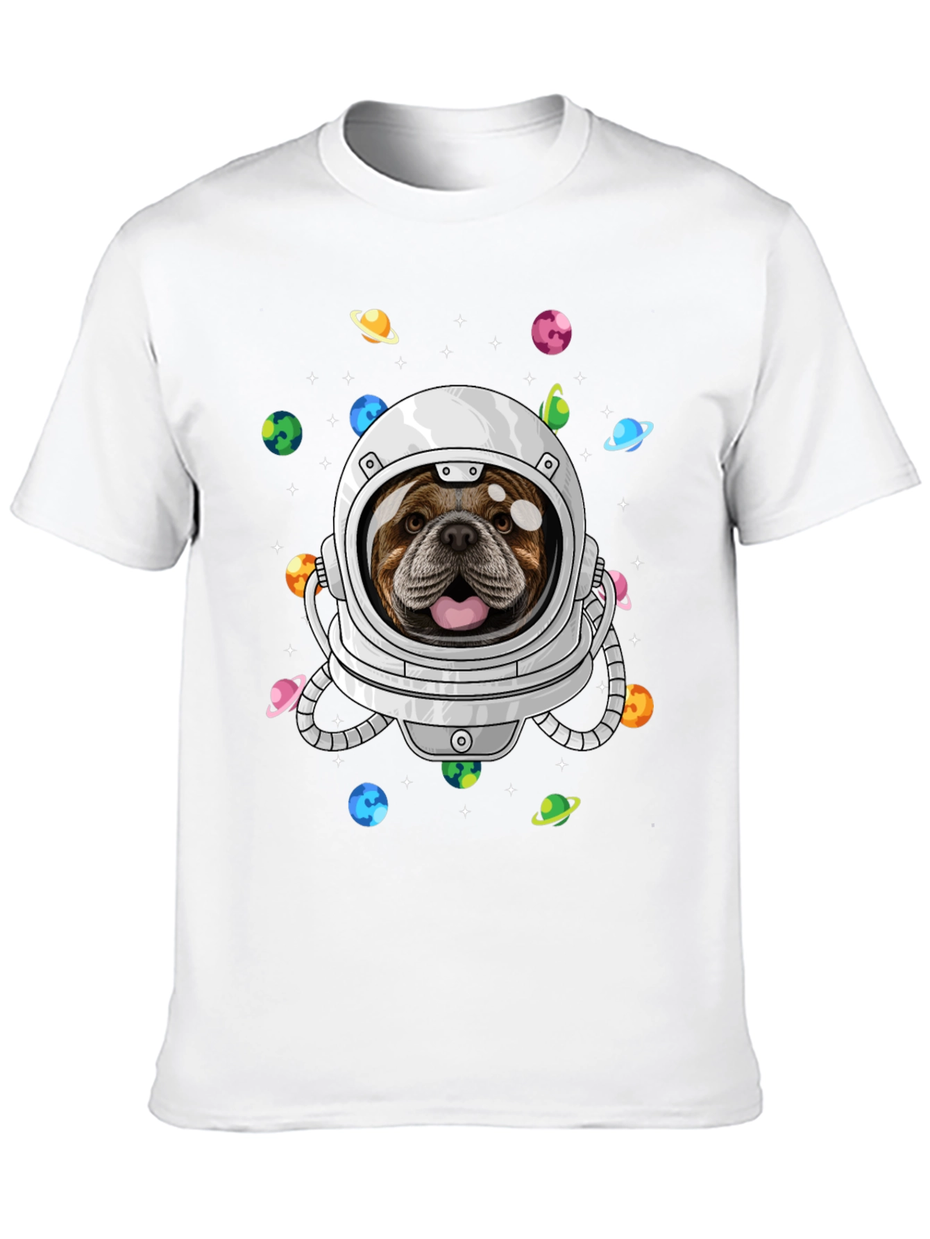 Bulldog Astronaut Graphic Tee - Space Dog Shirt