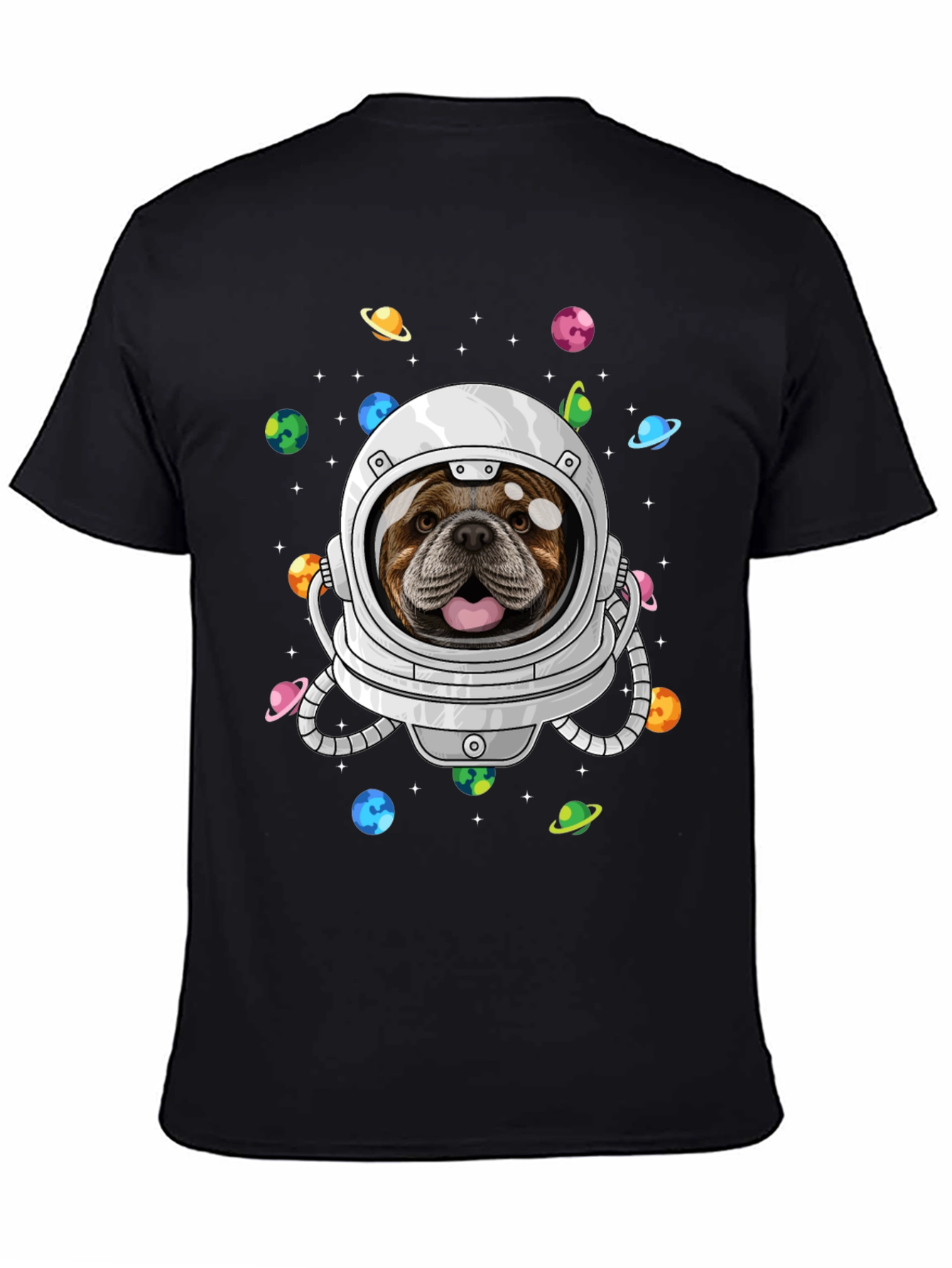 Bulldog Astronaut Graphic Tee - Space Dog Shirt