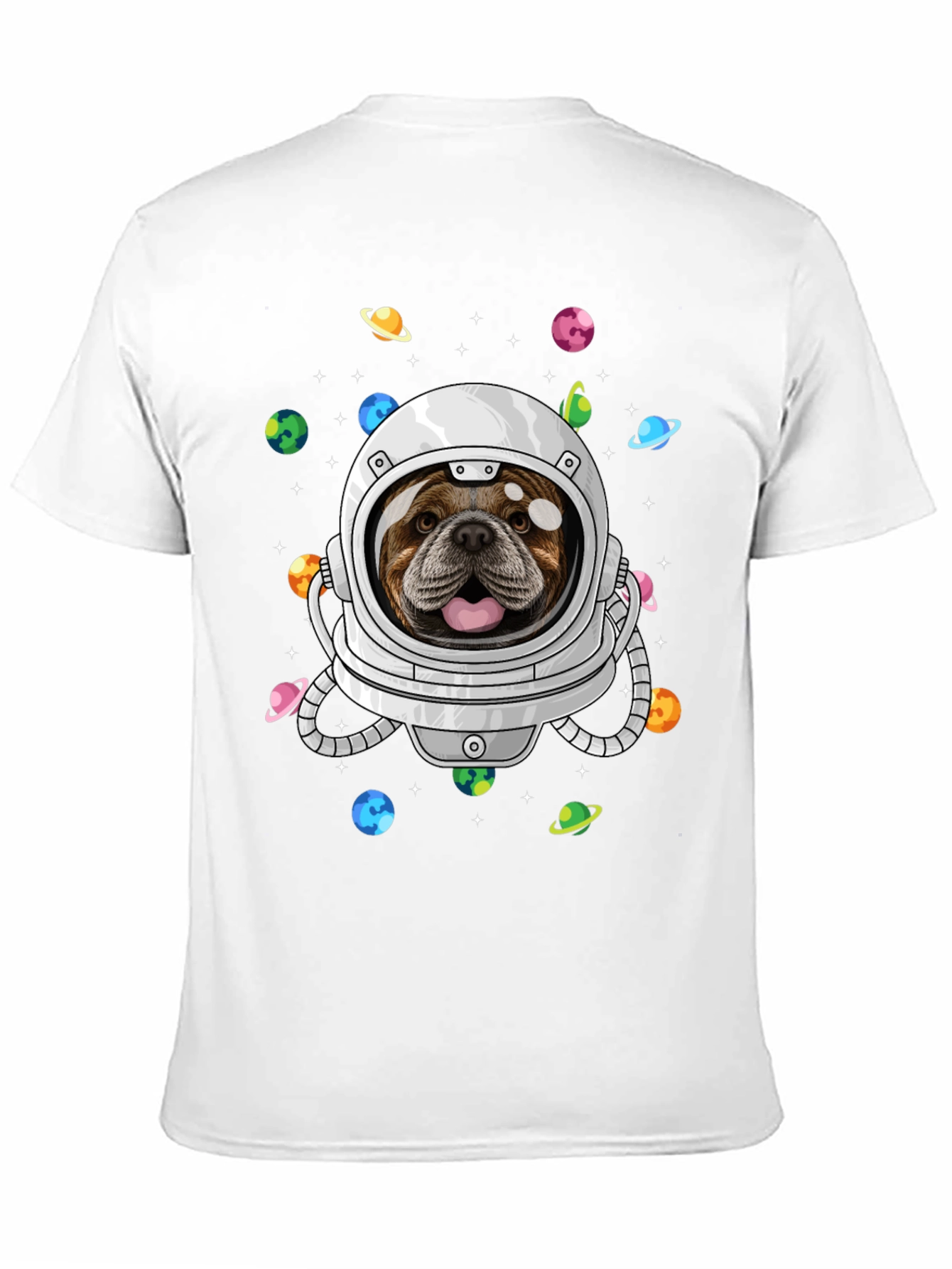 Bulldog Astronaut Graphic Tee - Space Dog Shirt