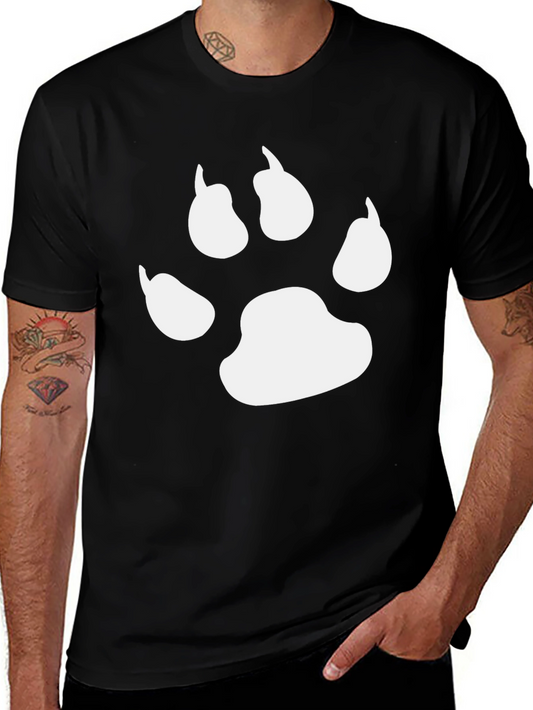 Black T-Shirt with White Paw Print