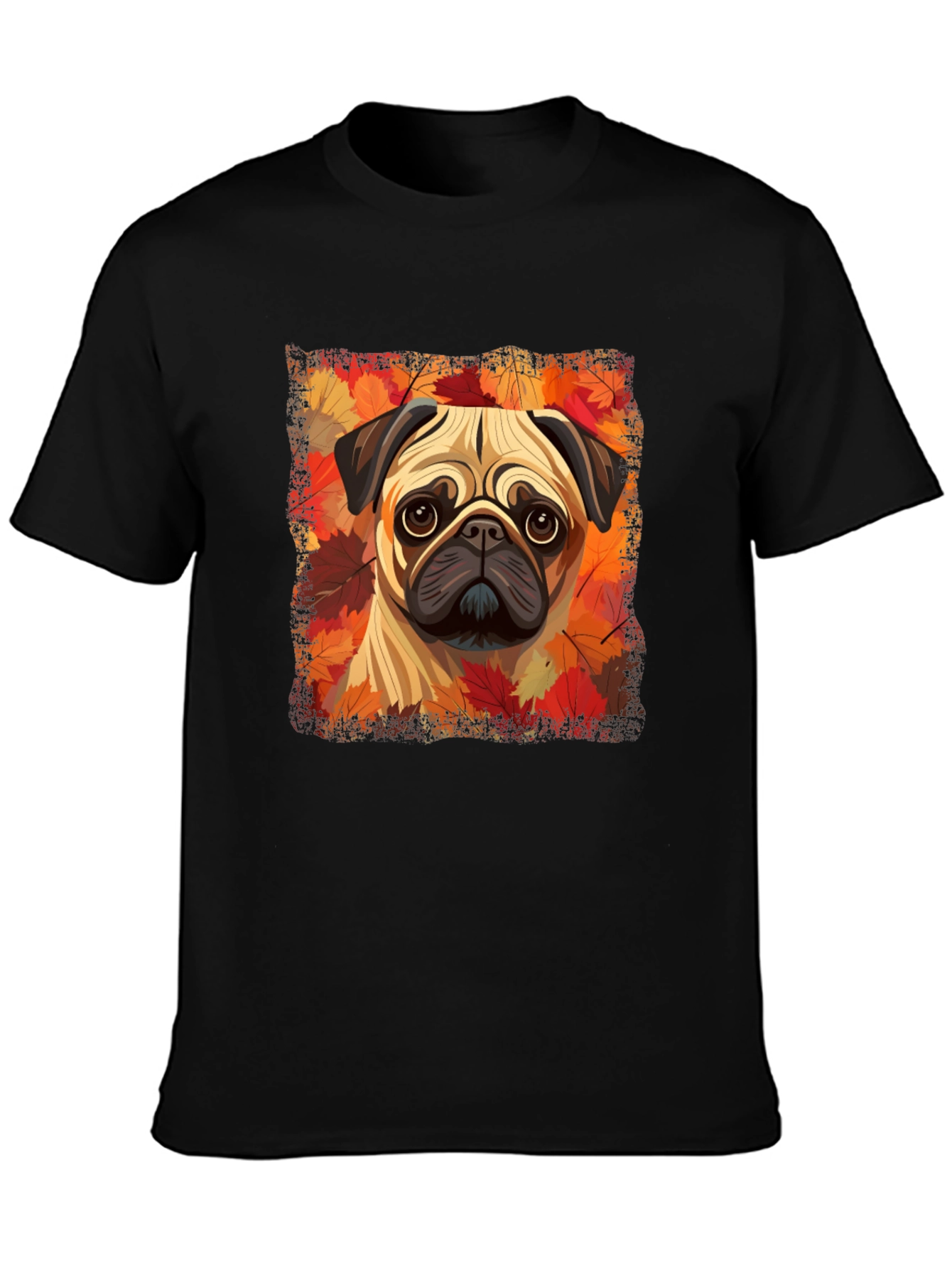 Pug in Autumn Leaves Graphic T-Shirt