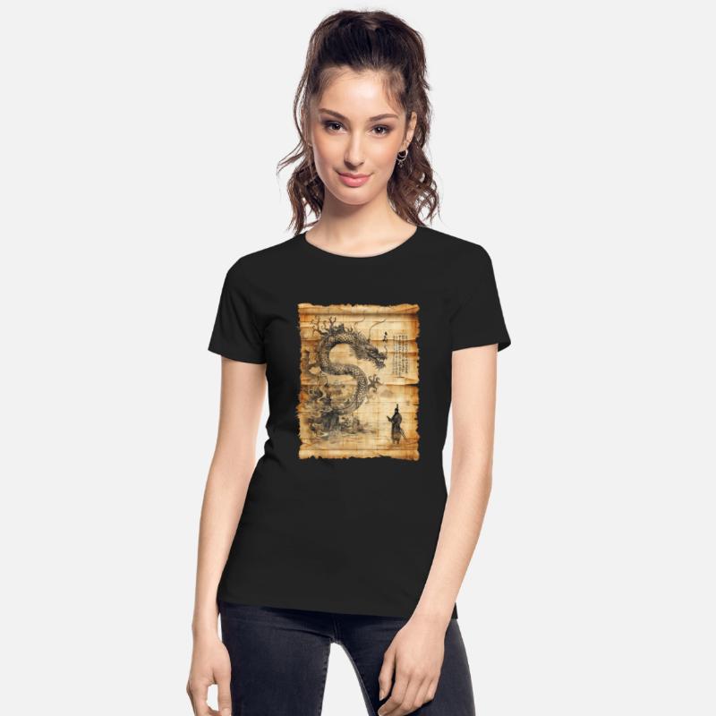 Retro Dragon Papyrus Scroll Japanese Art