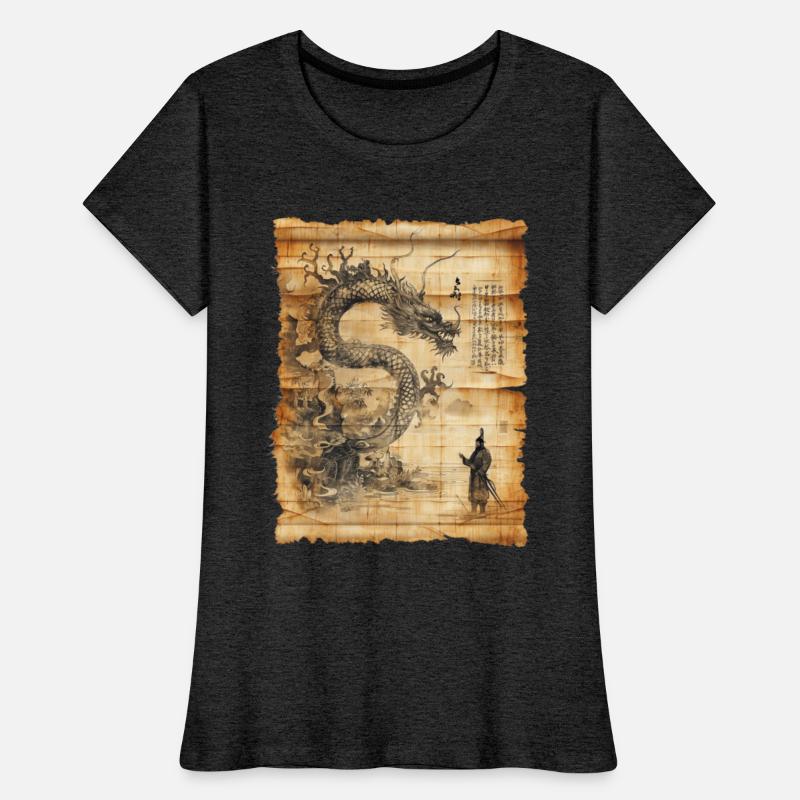 Retro Dragon Papyrus Scroll Japanese Art