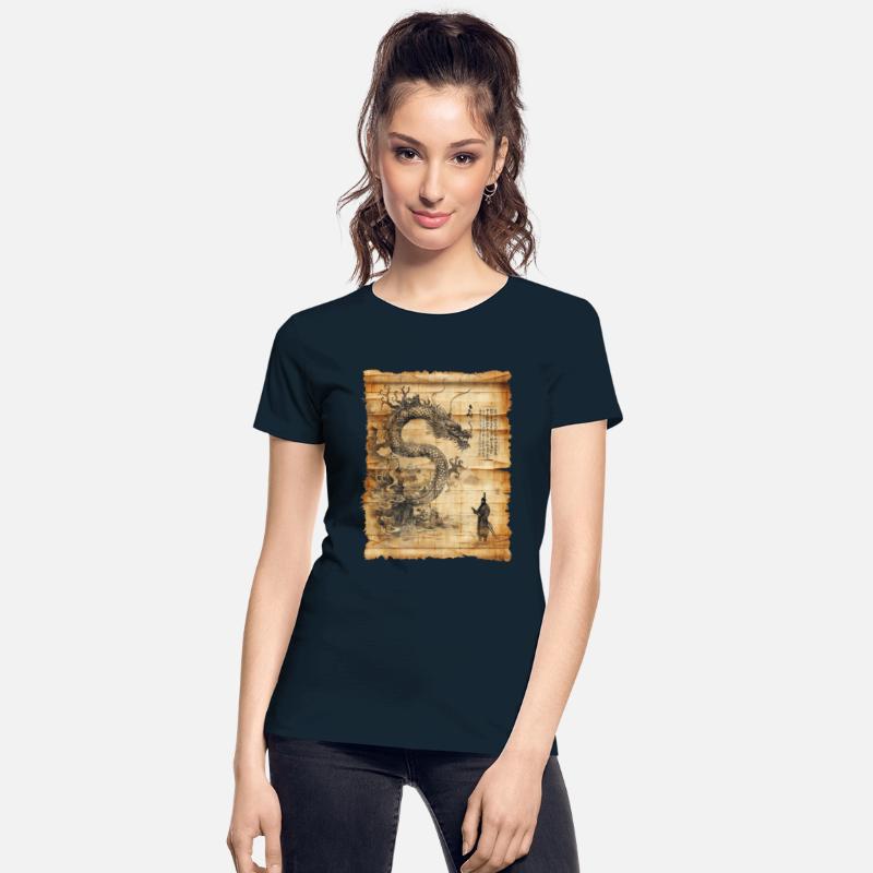 Retro Dragon Papyrus Scroll Japanese Art