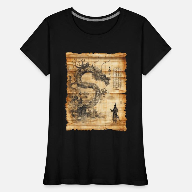 Retro Dragon Papyrus Scroll Japanese Art