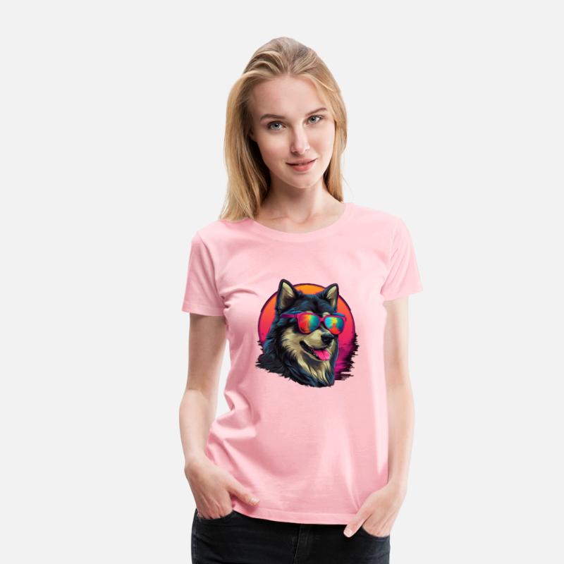 Retro Wave Alaska Malmute Dog Shirt