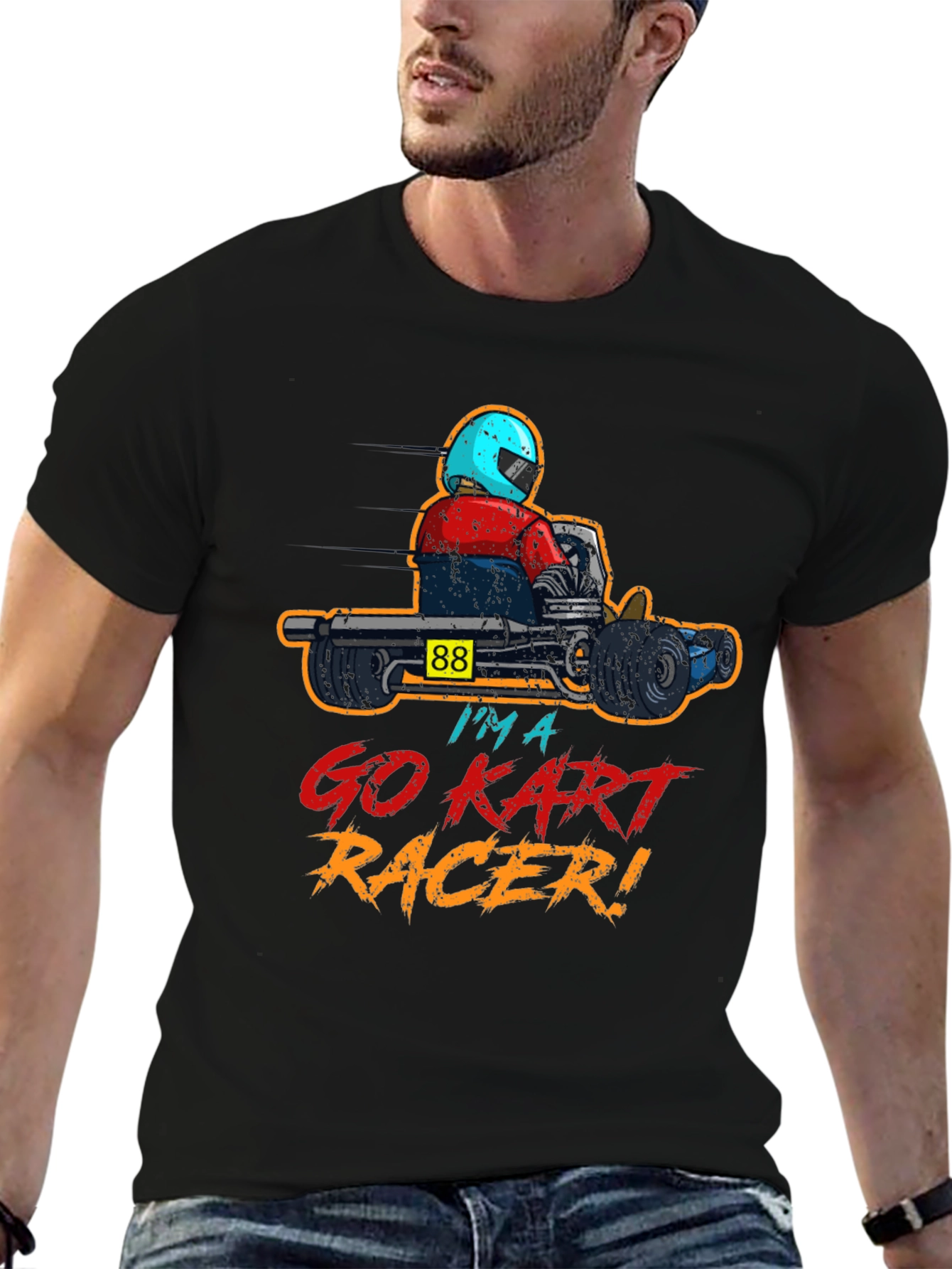 Go Kart Racer Graphic T-Shirt - Black Cotton Tee