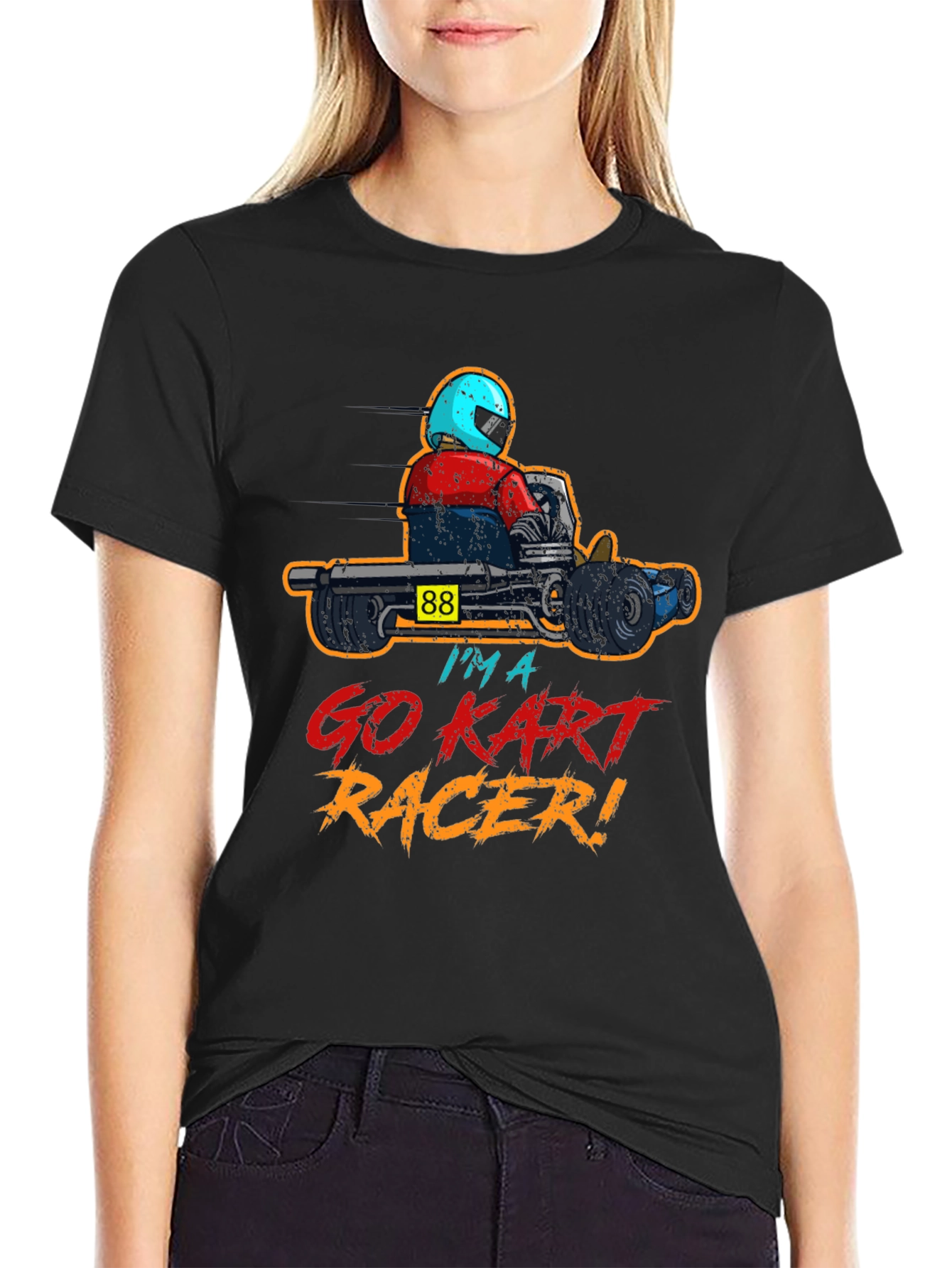 Go Kart Racer Graphic T-Shirt - Black Cotton Tee
