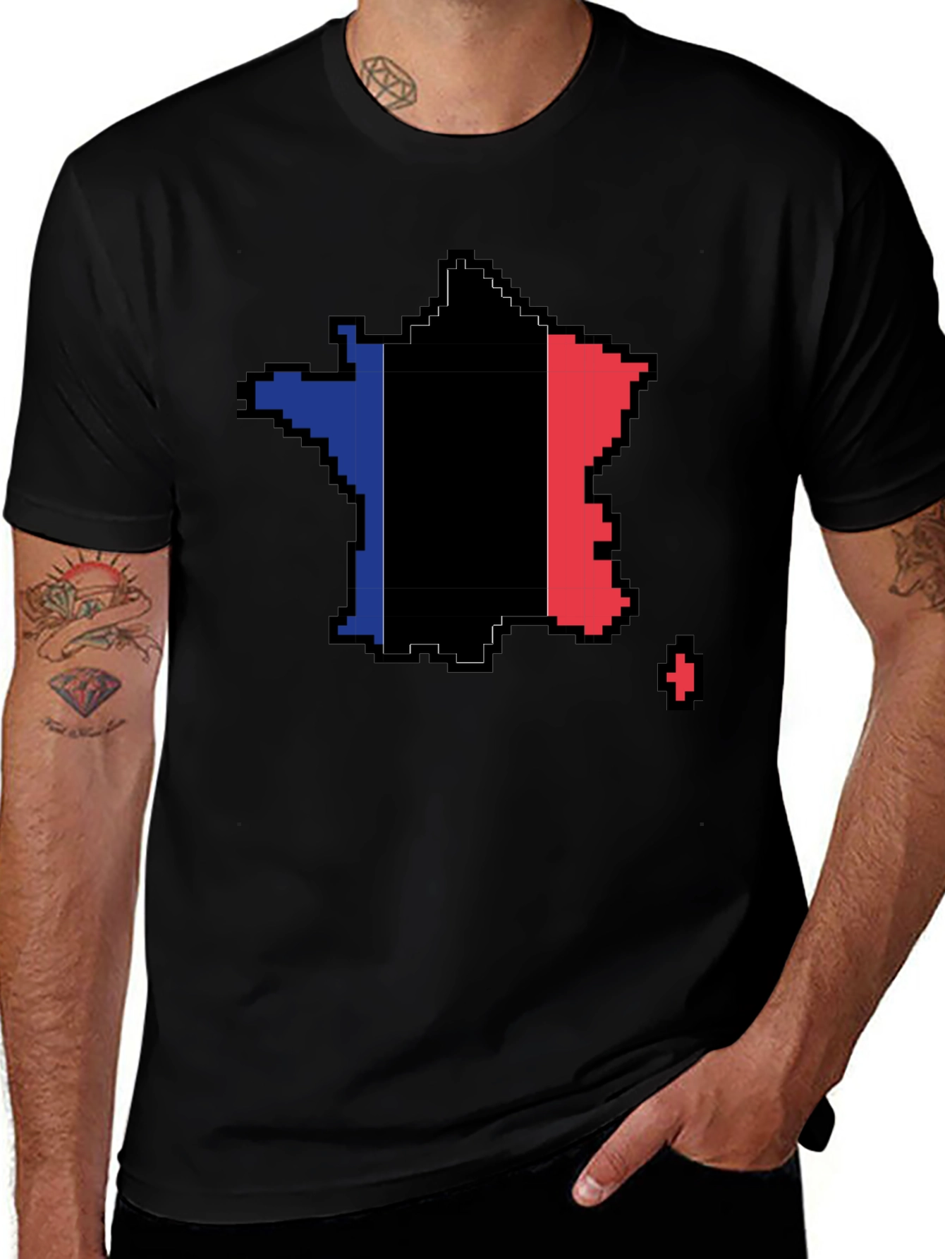 Pixel France Flag T-Shirt - Retro Gaming Style