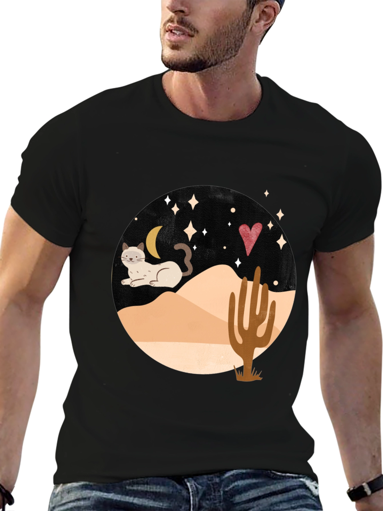 Desert Cat Graphic Tee - Black
