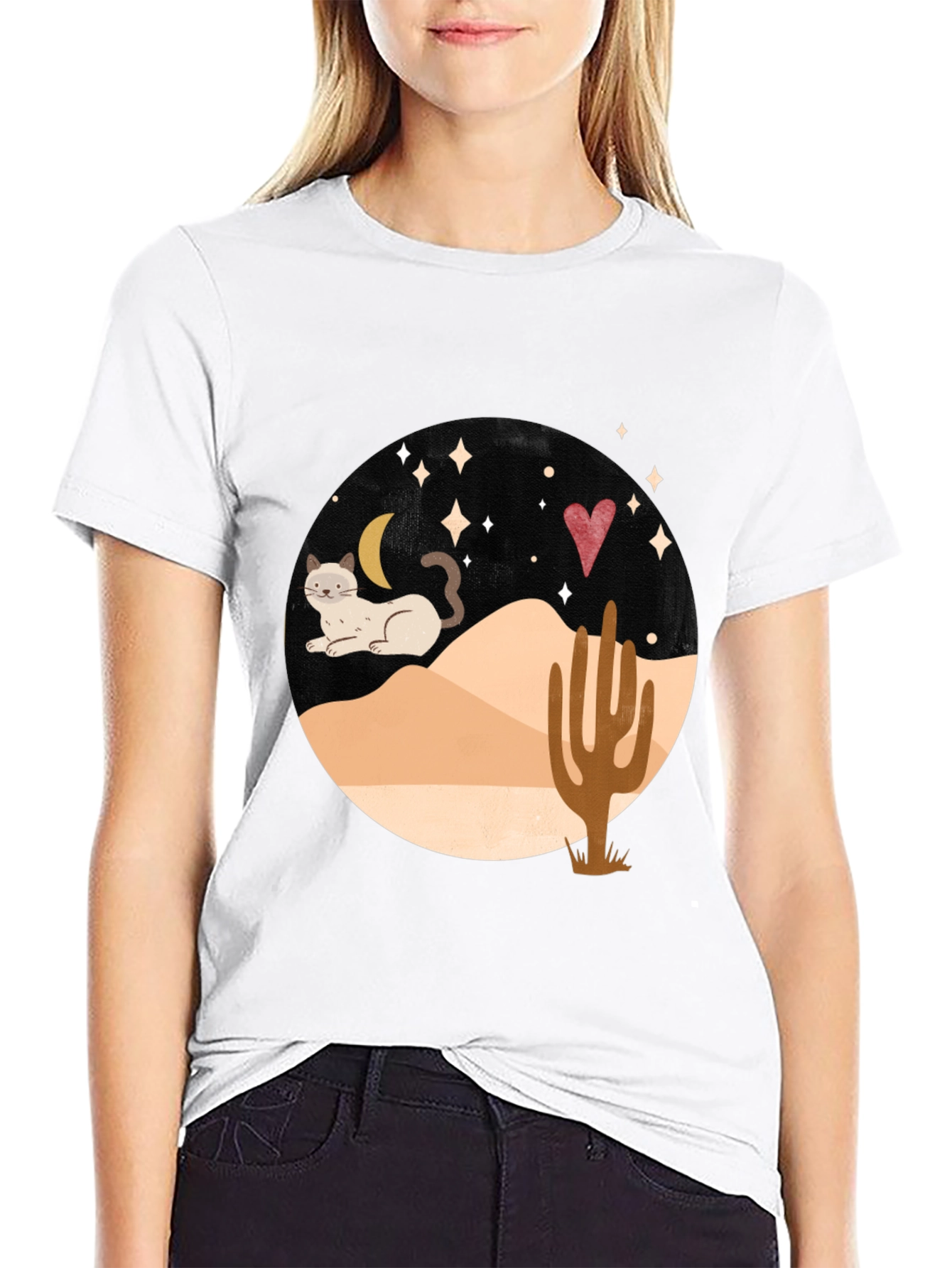 Desert Cat Graphic Tee - Black