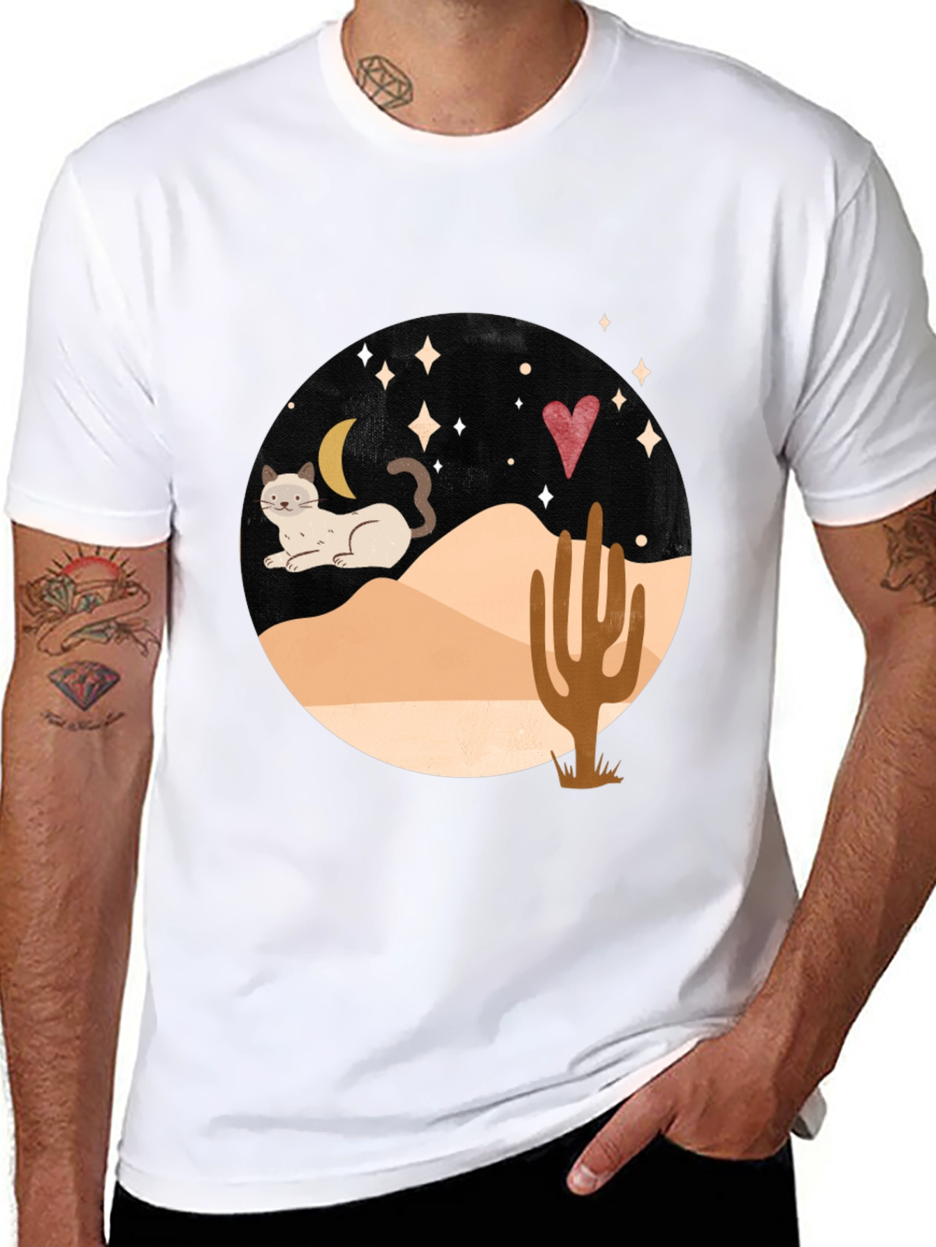 Desert Cat Graphic Tee - Black