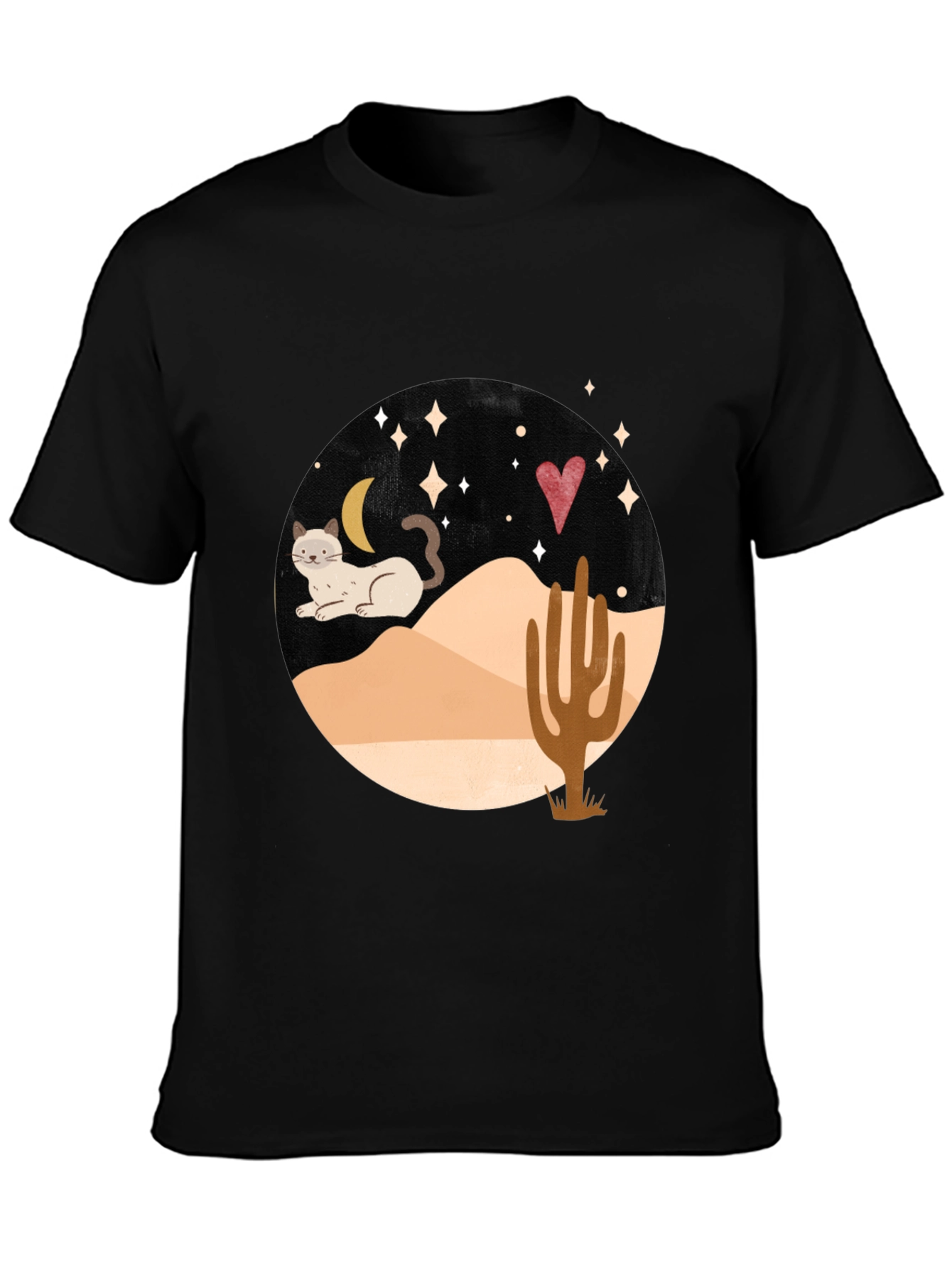 Desert Cat Graphic Tee - Black