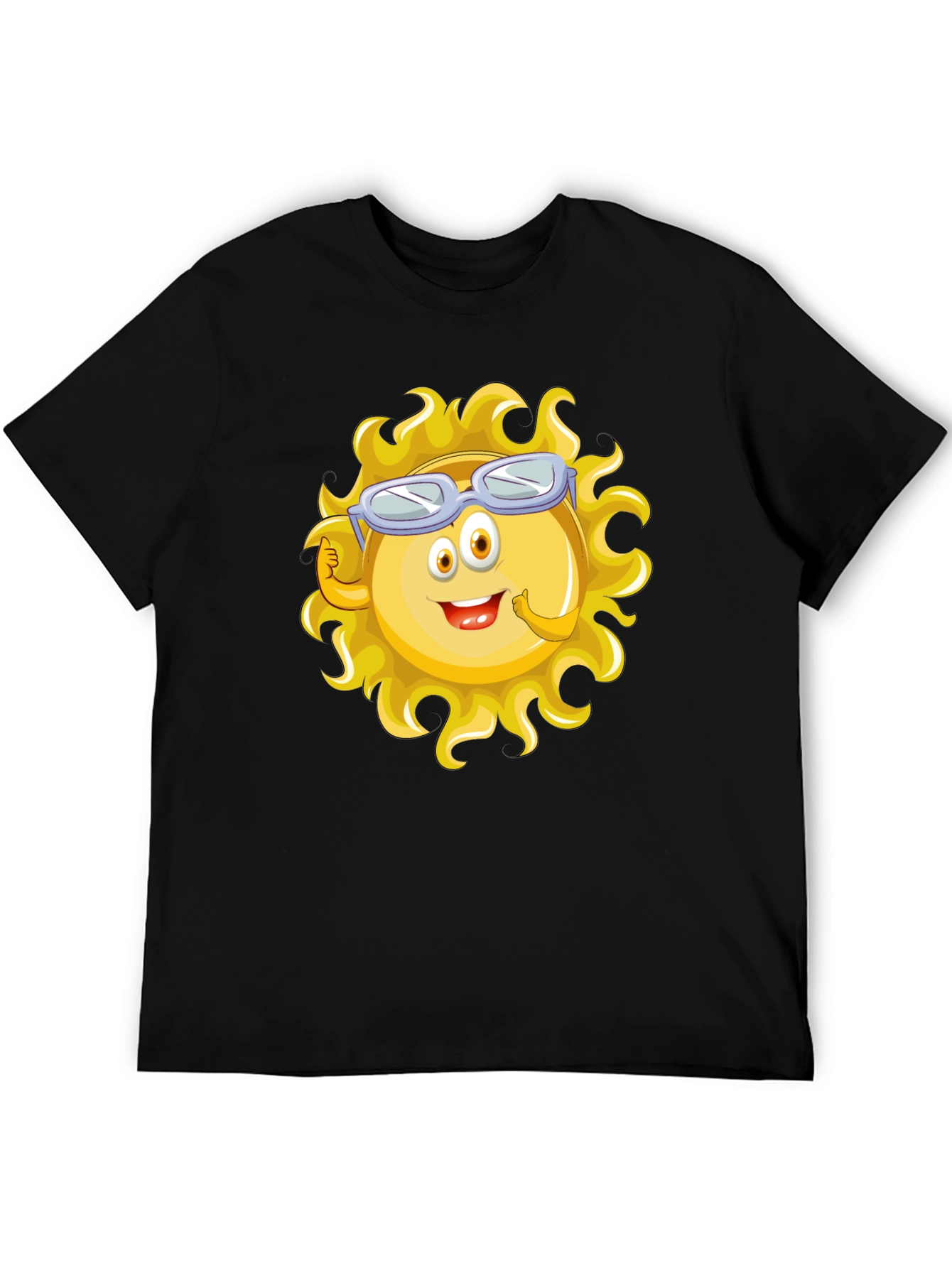 Fun Cartoon Sun Graphic Black T-Shirt